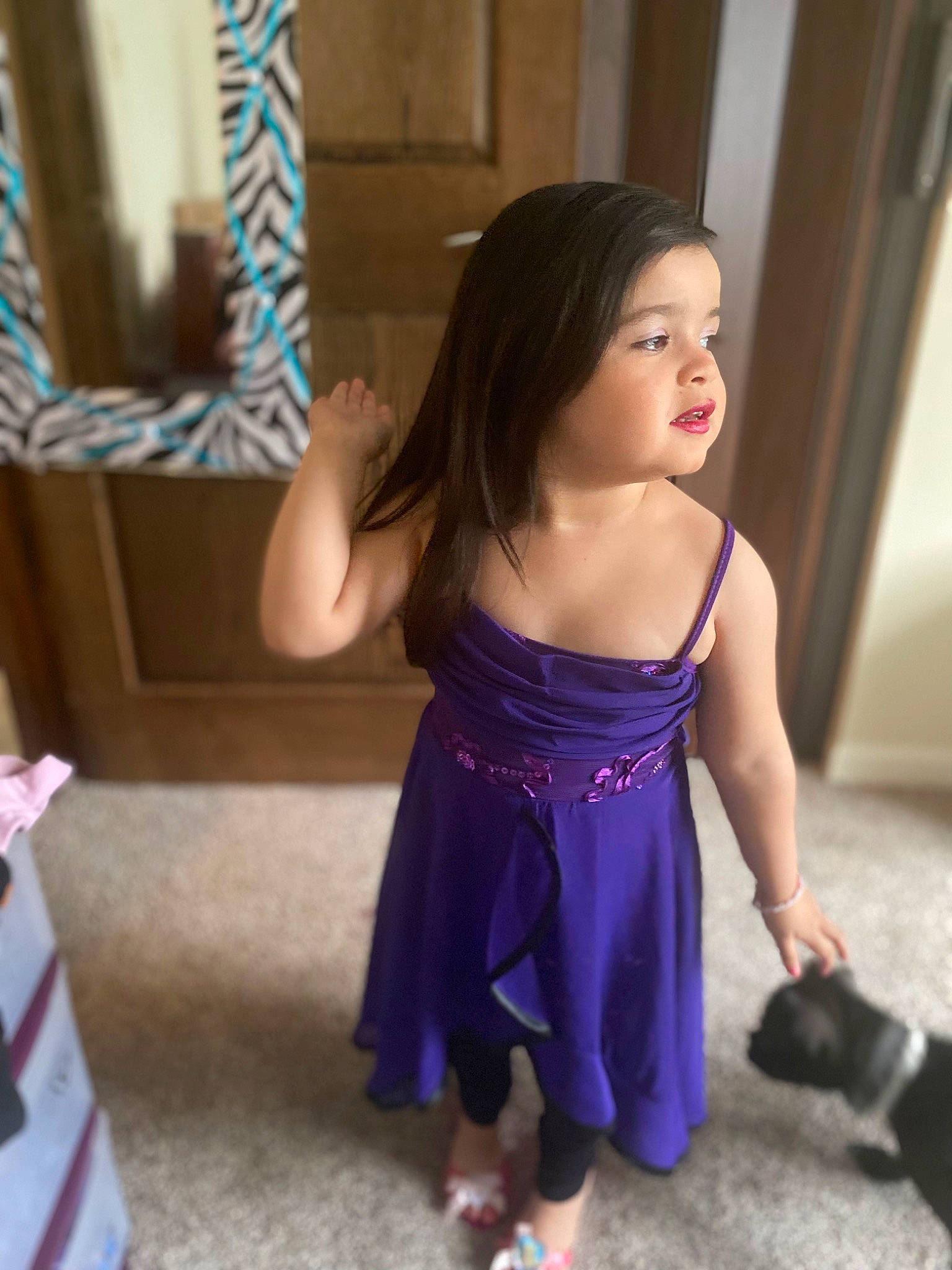 Kaia is registered to the contest to win money with this photo: abdomen, child, electric_blue, event, finger, floor, flooring, fun, happy, human_leg, joint, knee, long_hair, person, shoulder, standing, thigh, toddler, trunk, waist