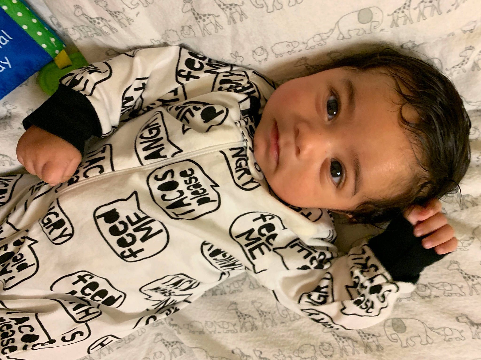 Asiah is registered to the contest to win money with this photo: baby, baby_toddler_clothing, beauty, cheek, child, comfort, facial_expression, font, hairstyle, happy, human, linens, mammal, mouth, pattern, people, person, sleeve, textile, toddler