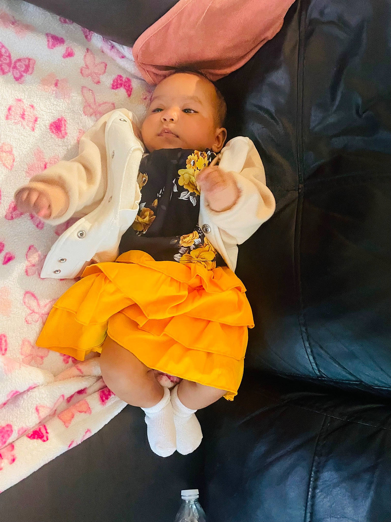 Sevina joined the competition — help win amazing prizes! baby, baby_products, baby_toddler_clothing, child, comfort, couch, doll, human_leg, lap, orange, peach, person, plush, room, ruffle, sitting, stuffed_toy, teddy_bear, thigh, toddler