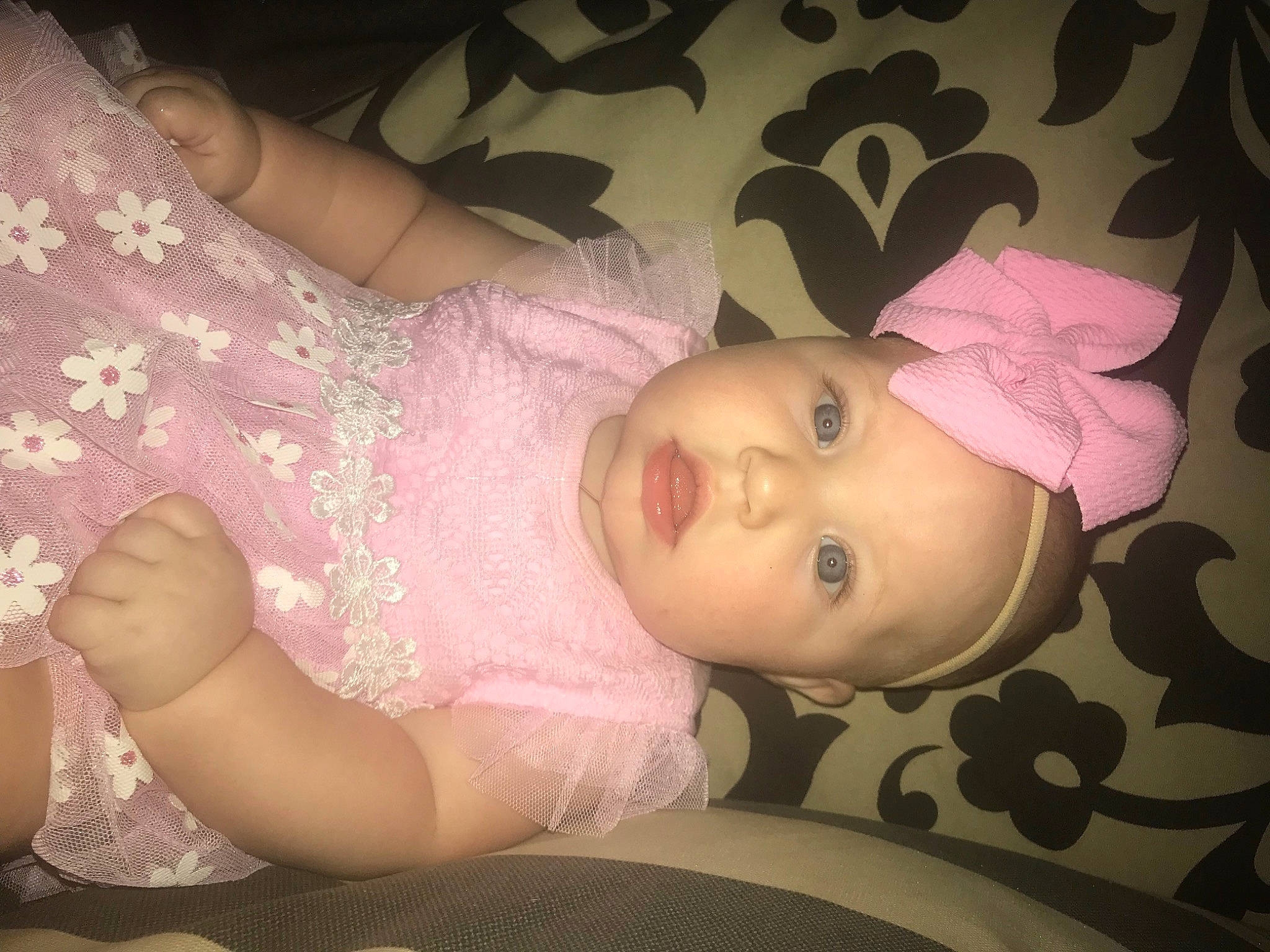 Daisy joined the competition — help win amazing prizes! baby, baby_toddler_clothing, cheek, eye, eyebrow, eyelash, finger, hand, head, headgear, human_body, iris, lip, mouth, nose, pattern, person, pink, skin, textile