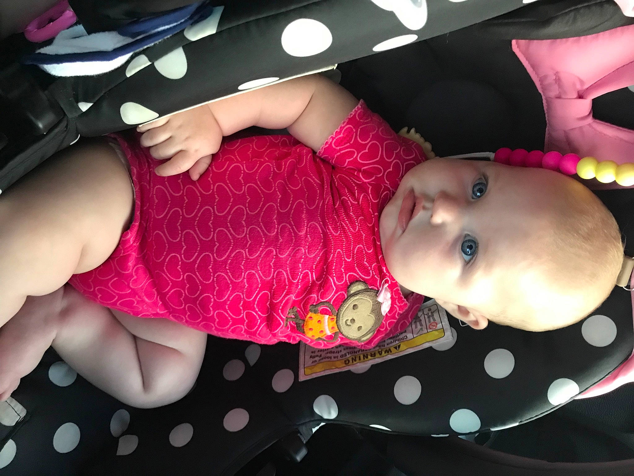 Daisy joined the competition — help win amazing prizes! baby, baby_products, baby_toddler_clothing, cheek, child, eyelash, hand, human_body, human_leg, magenta, mouth, nail, pattern, person, pink, skin, sleeve, thigh, toddler, trunk
