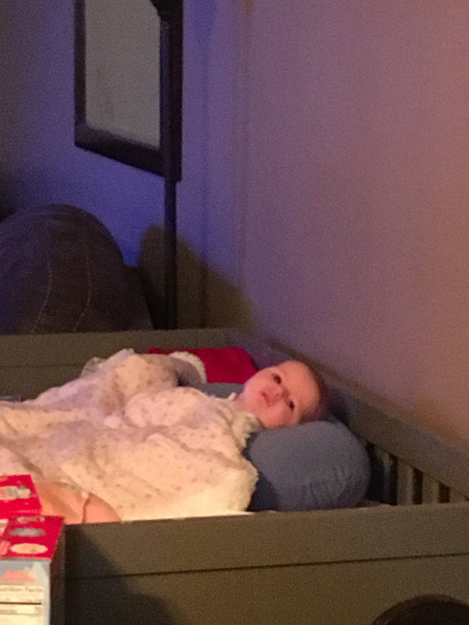 Emilie joined the competition — help win amazing prizes! baby, baby_products, baby_safety, baby_sleeping, bed, bedding, bedtime, child, cloud, comfort, floor, flooring, hardwood, infant_bed, linens, person, picture_frame, room, television, toddler