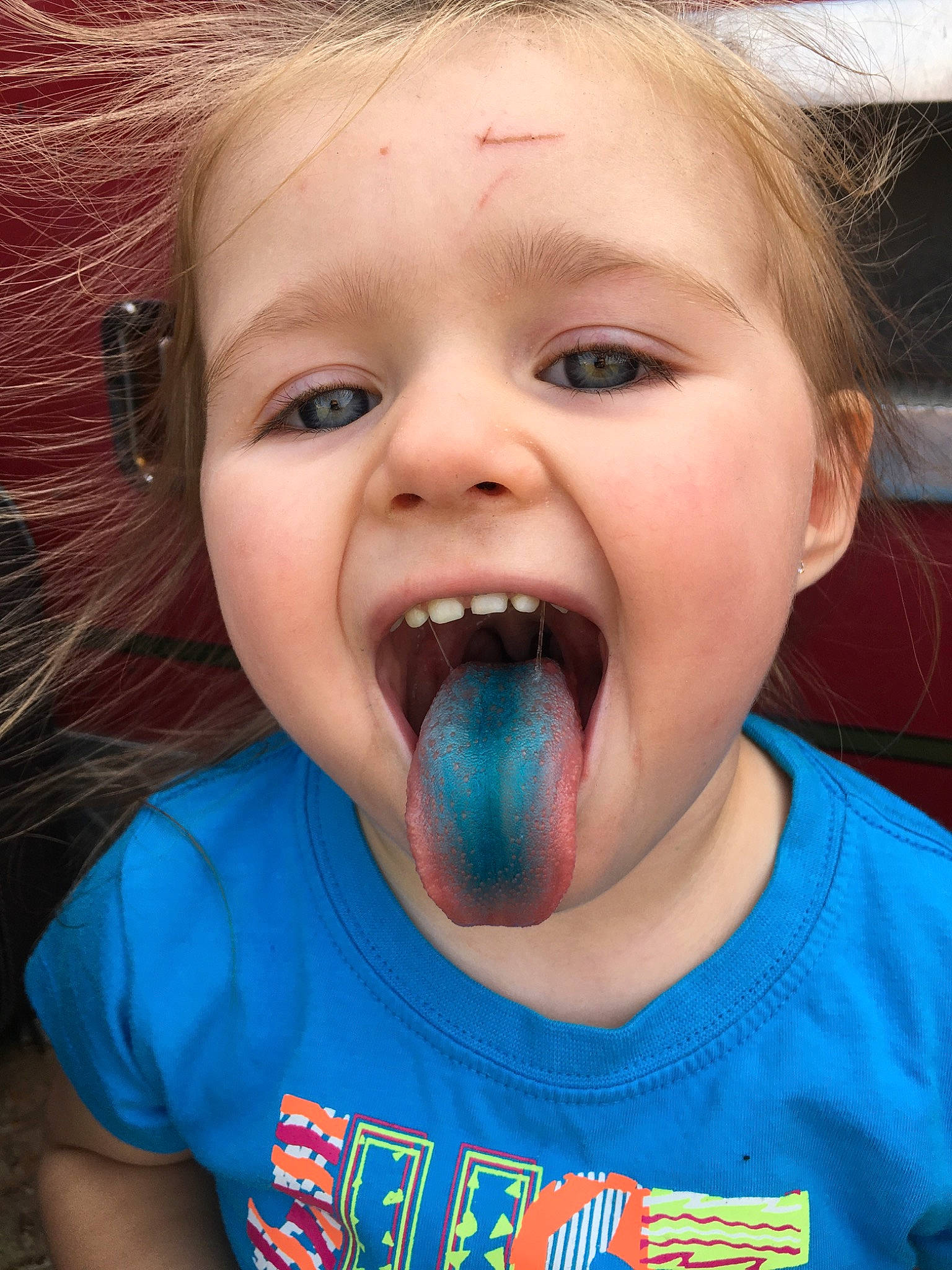 Lilly Marie joined the competition — help win amazing prizes! cheek, cool, ear, eyelash, fun, gesture, happy, iris, jaw, lip, mouth, neck, nose, organ, person, skin, smile, t_shirt, toddler, tongue