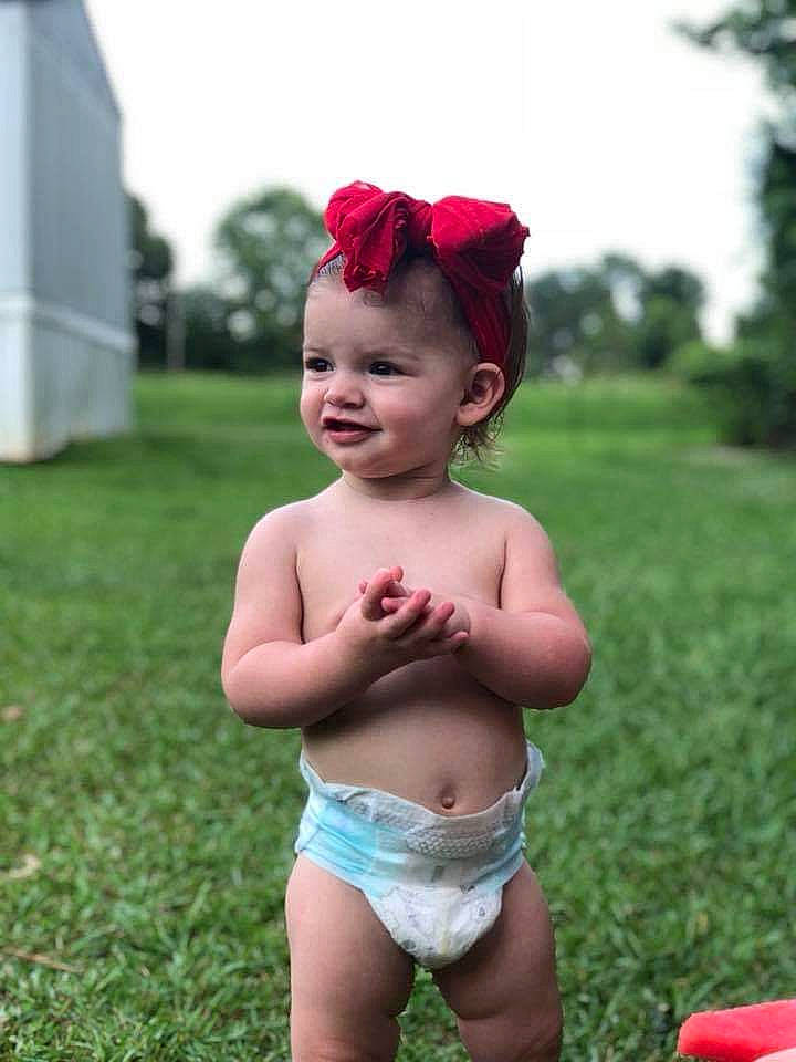 Briley joined the competition — help win amazing prizes! abdomen, arm, baby, chest, child, diaper, fun, grass, headgear, leg, meadow, person, plant, play, smile, summer, toddler, trunk