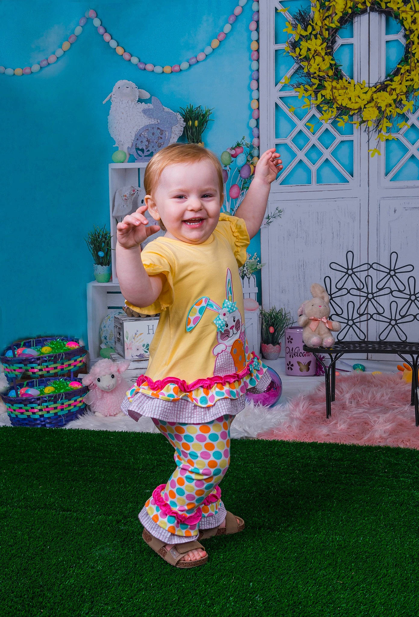 Jemma is registered to the contest to win money with this photo: baby, baby_toddler_clothing, blue, child, fun, grass, happy, joy, leaf, leisure, magenta, pajamas, pattern, person, pink, play, purple, room, sitting, smile
