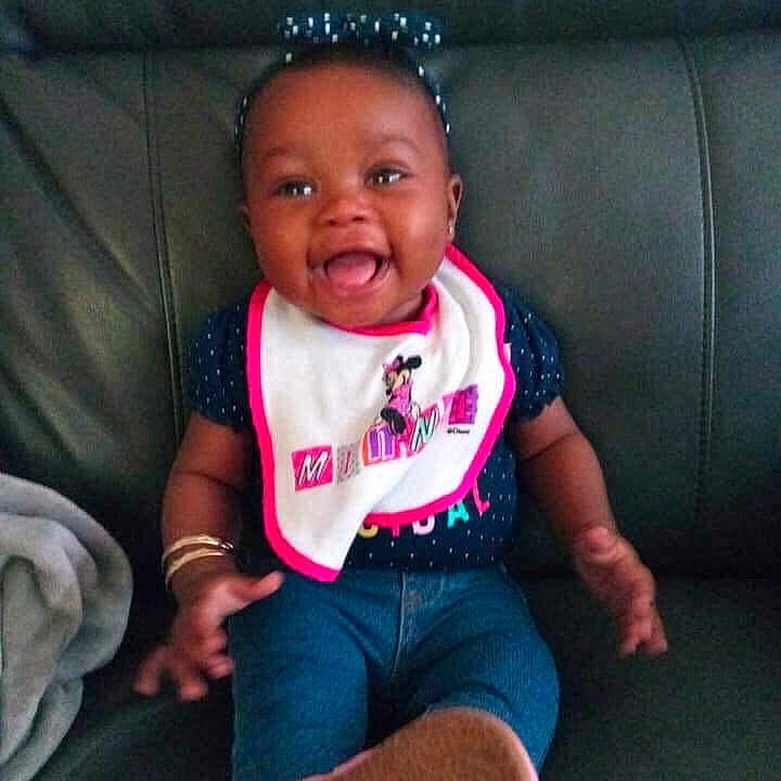 Kamiah joined the competition — help win amazing prizes! cheek, child, cool, day, eye, fun, girl, head, infant, mouth, person, pink, product, sitting, skin, smile, toddler