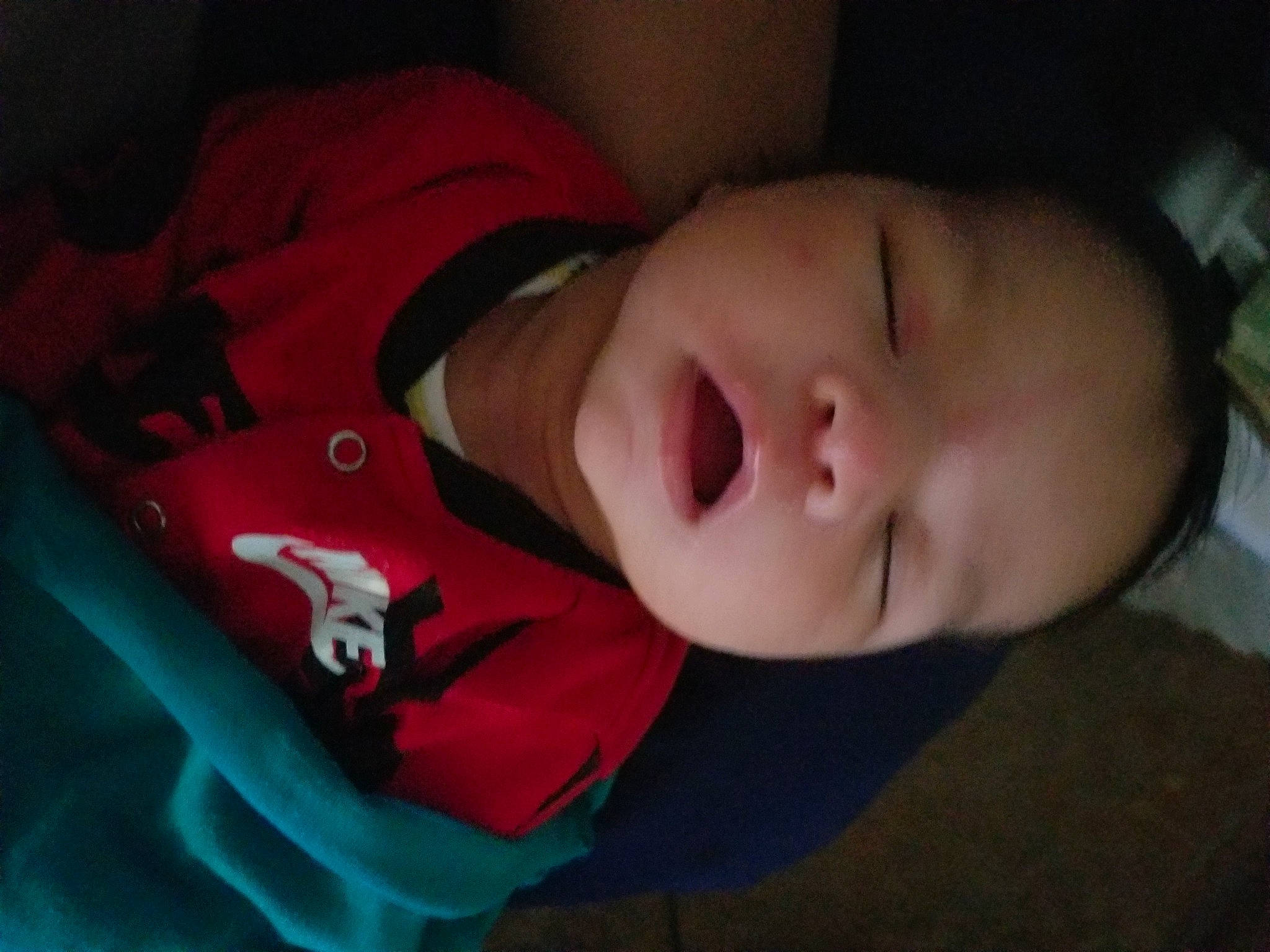 Jojo is registered to the contest to win money with this photo: baby, bedtime, cheek, child, chin, eye, eyebrow, face, facial_expression, forehead, head, lip, mouth, nap, nose, person, red, skin, sleep, snapshot