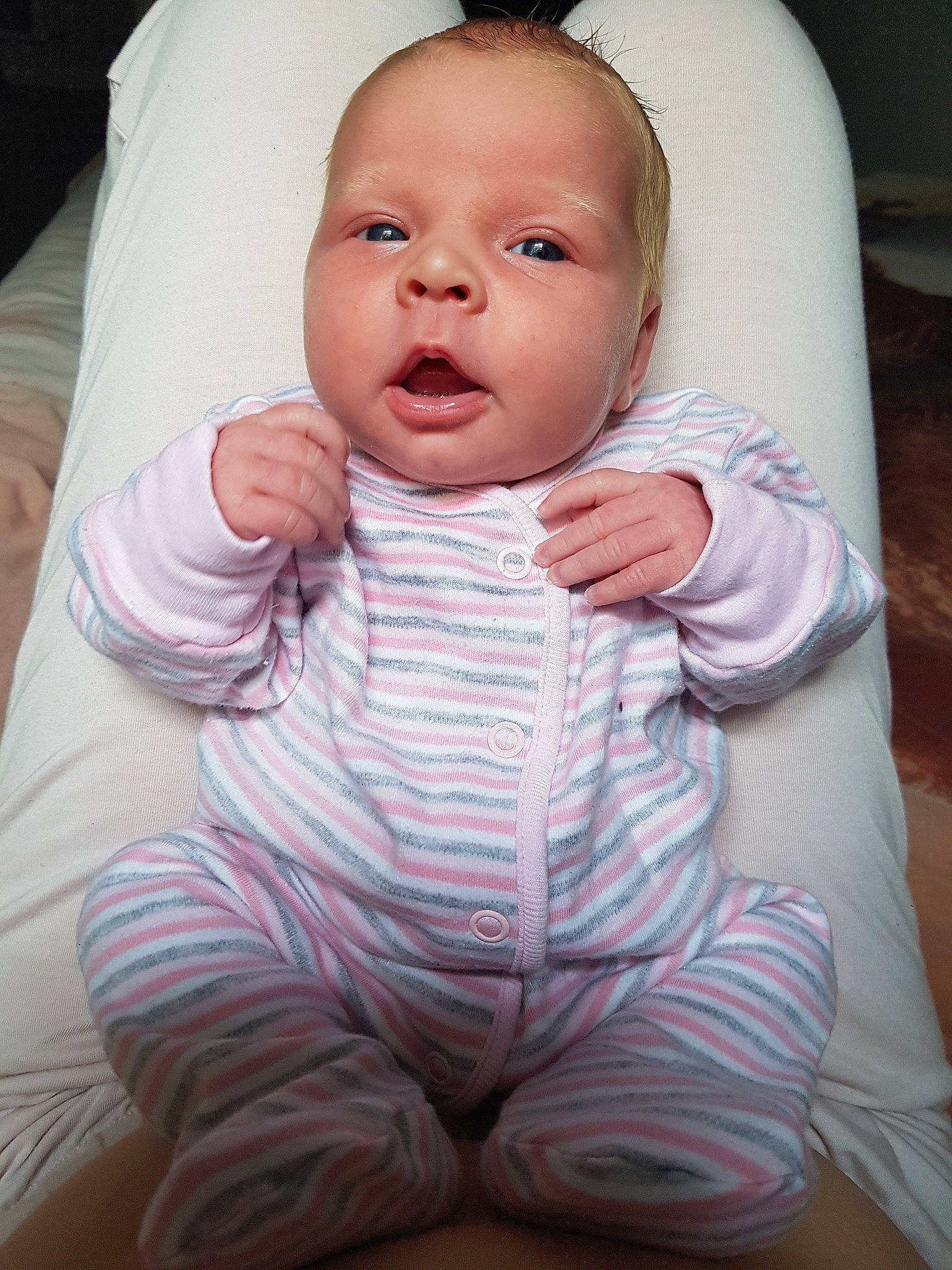 Delilah-rose joined the competition — help win amazing prizes! baby, cheek, child, chin, eye, face, facial_expression, head, lip, mouth, nose, person, pink, sitting, skin, smile, toddler