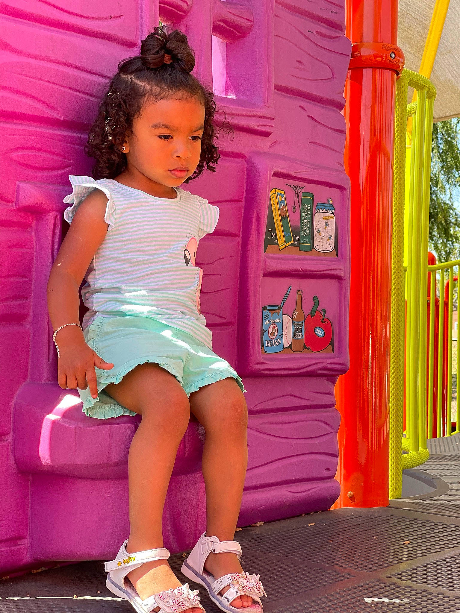 Jaliyah is registered to the contest to win money with this photo: baby_toddler_clothing, dress, footwear, fun, happy, joint, leg, leisure, magenta, person, photograph, pink, purple, red, shoe, shoulder, skin, summer, textile, thigh