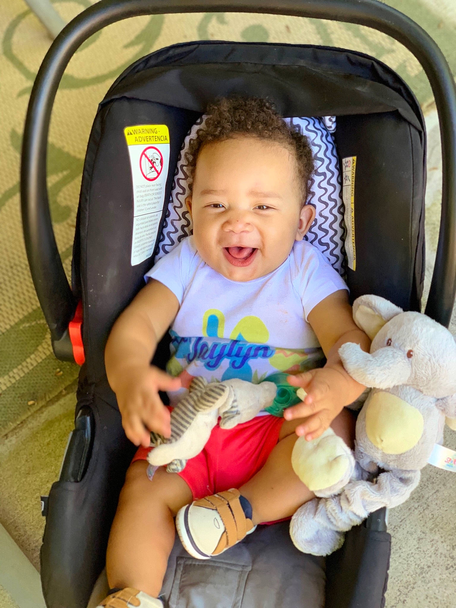 Jaylyn is registered to the contest to win money with this photo: baby, baby_carriage, baby_in_car_seat, baby_products, baby_toys, car_seat, child, joy, person, product, sitting, smile, toddler