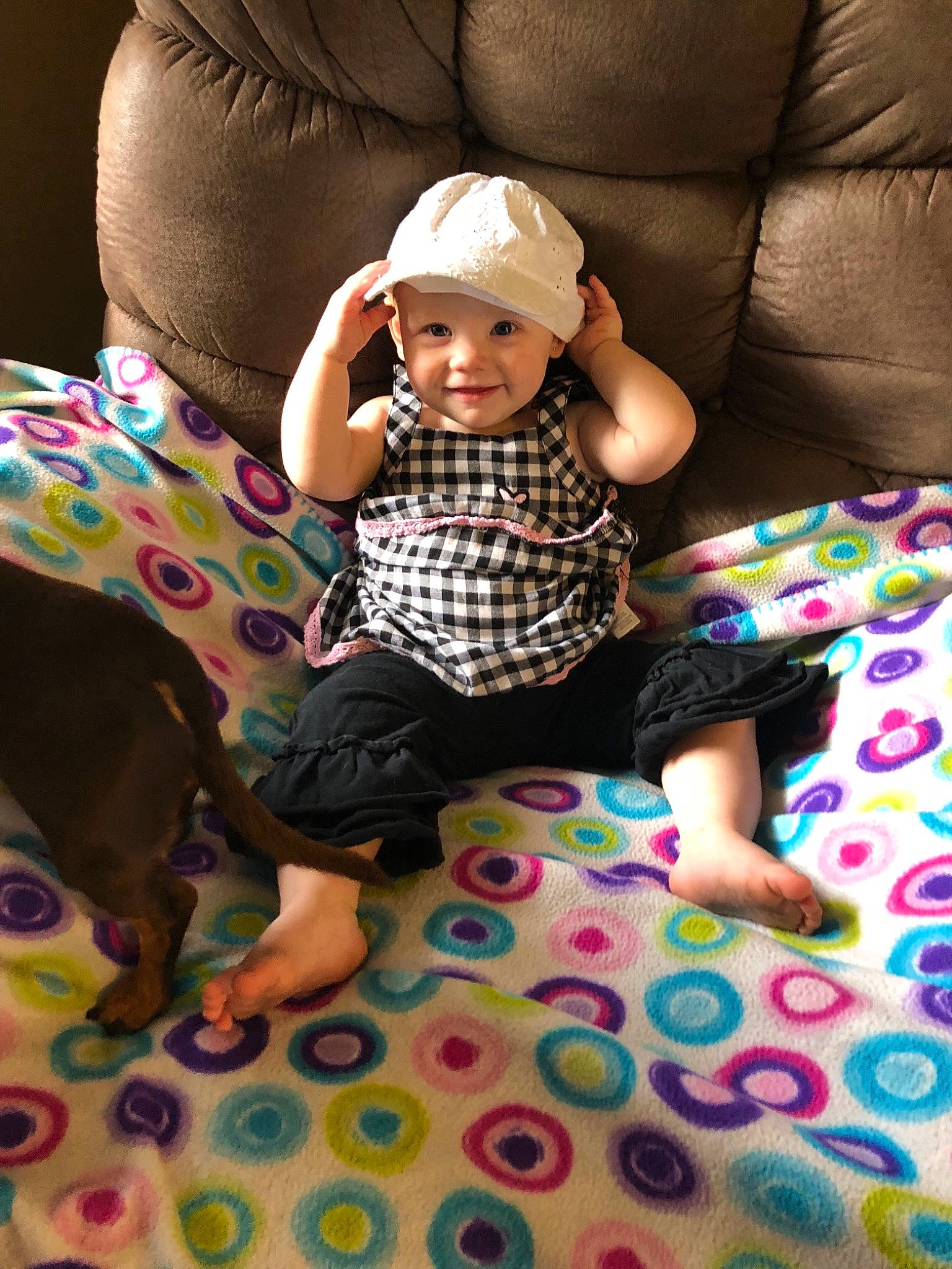 Emma Grace joined the competition — help win amazing prizes! baby_products, child, day, design, fun, girl, headwear, infant, joy, pattern, person, pink, play, product, sitting, skin, textile, toddler, toy