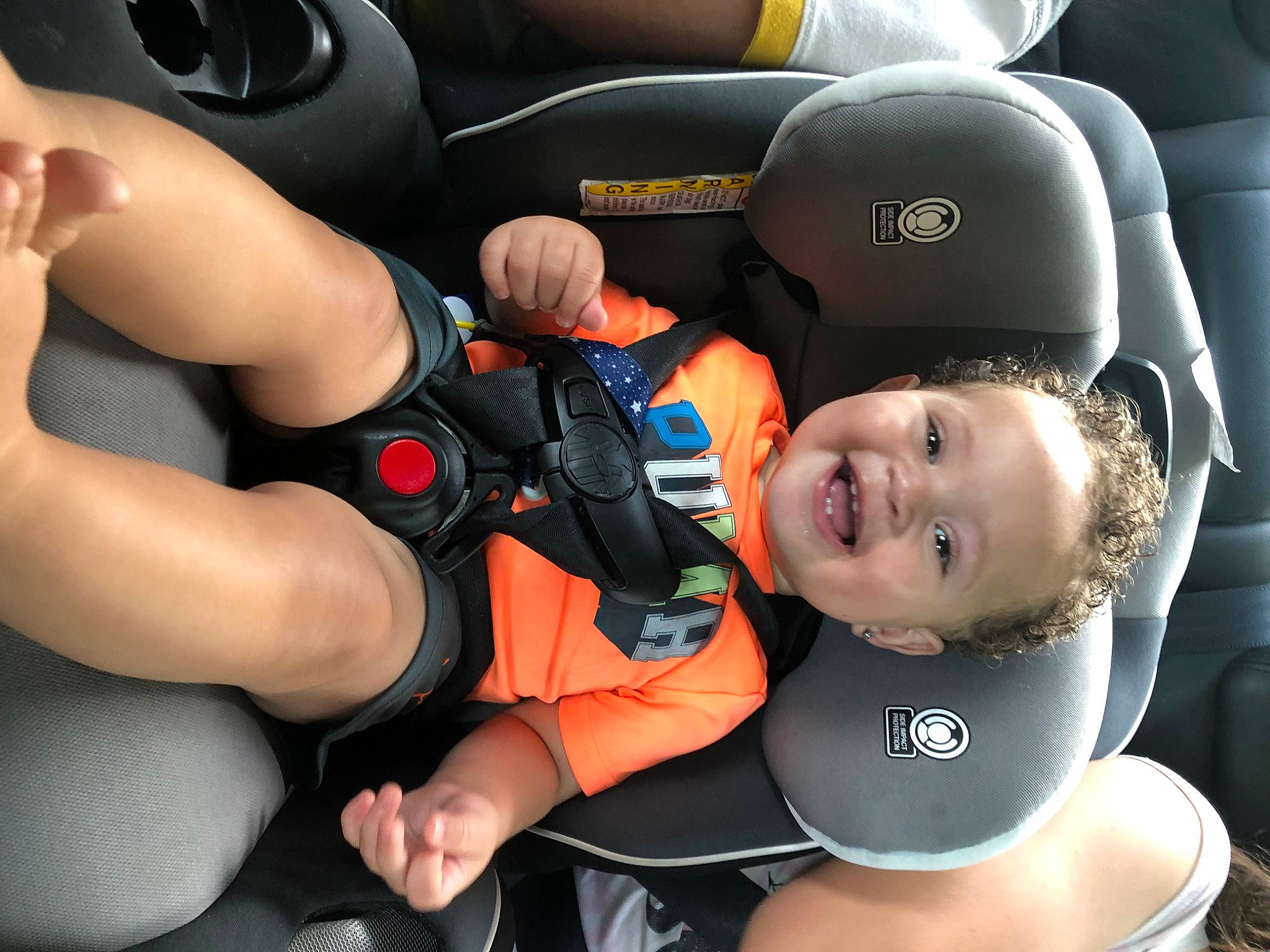 Jiovanni joined the competition — help win amazing prizes! auto_part, automotive_design, automotive_exterior, car_seat, child, comfort, family_car, fun, gesture, joy, leisure, muscle, person, personal_protective_equipment, recreation, smile, sports_equipment, sports_gear, thigh, toddler