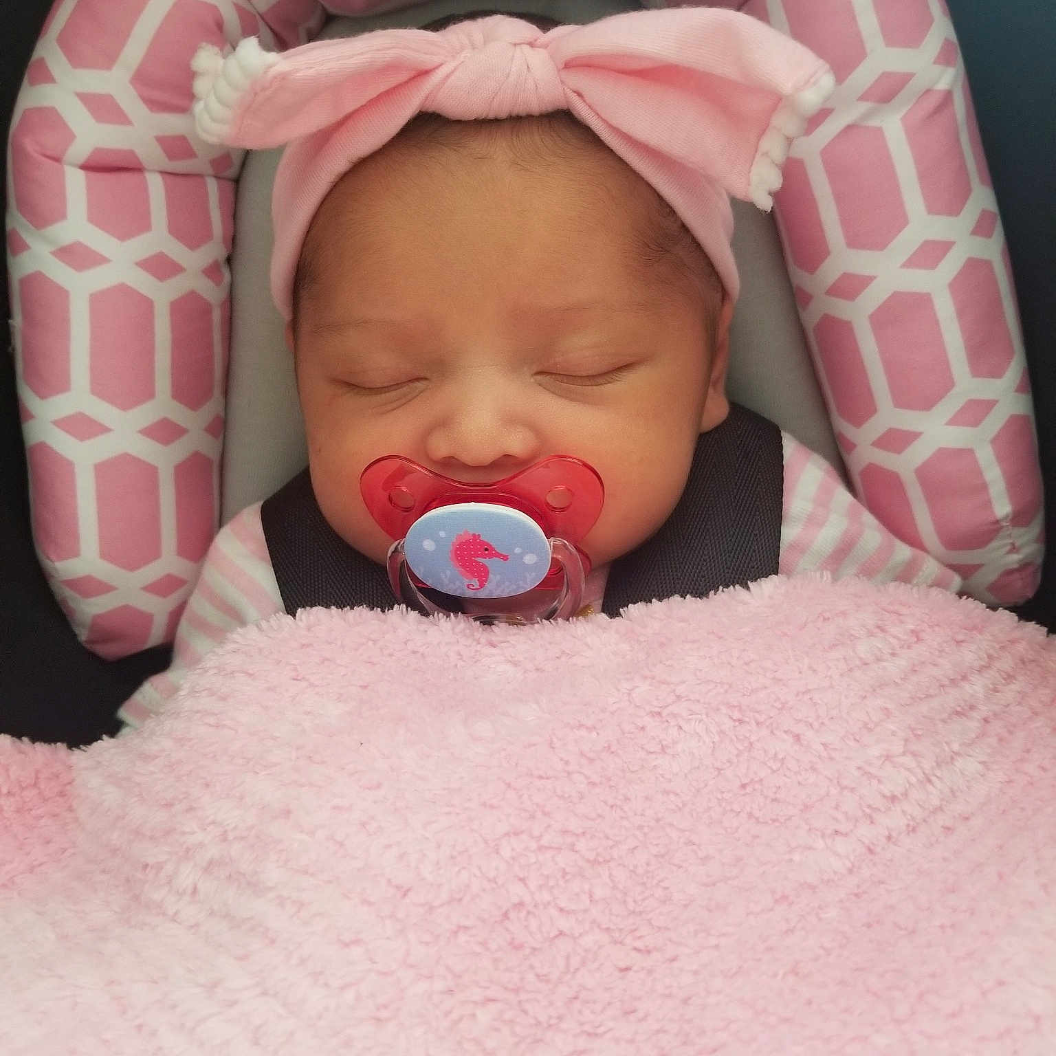 Caliann is registered to the contest to win money with this photo: baby, baby_products, baby_sleeping, birth, cheek, child, face, head, joy, linens, lip, mouth, nose, person, pink, skin, sleep, toddler