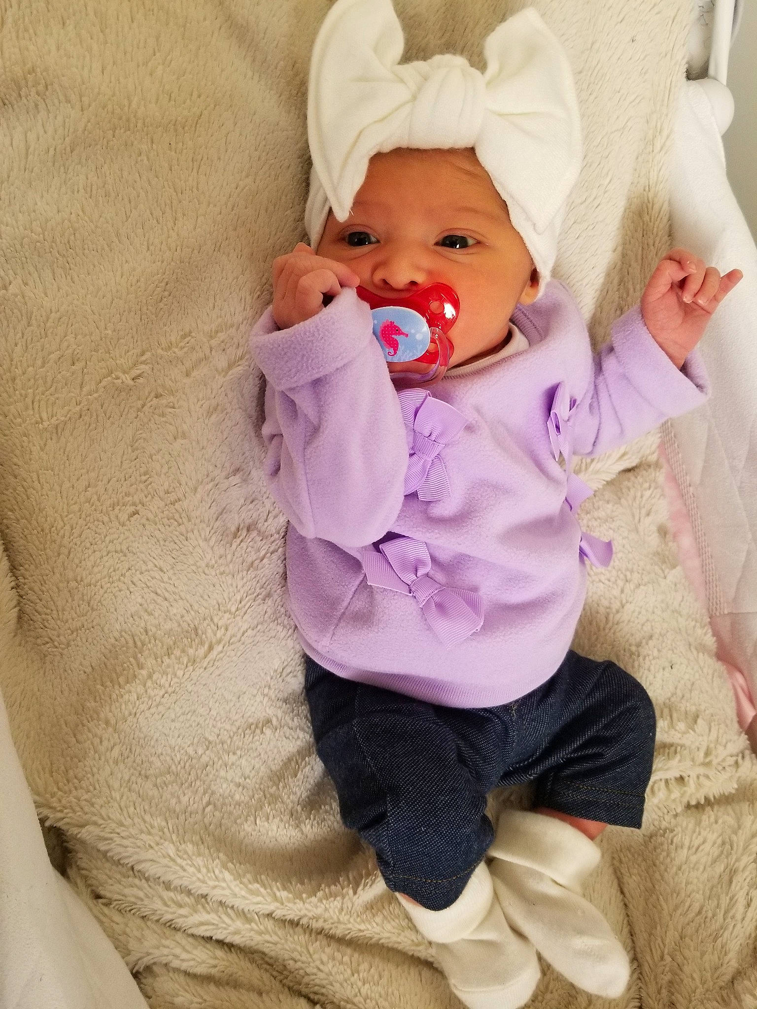 Caliann joined the competition — help win amazing prizes! arm, baby, baby_products, baby_sleeping, baby_toddler_clothing, cheek, child, comfort, happy, joy, person, pink, product, purple, toddler