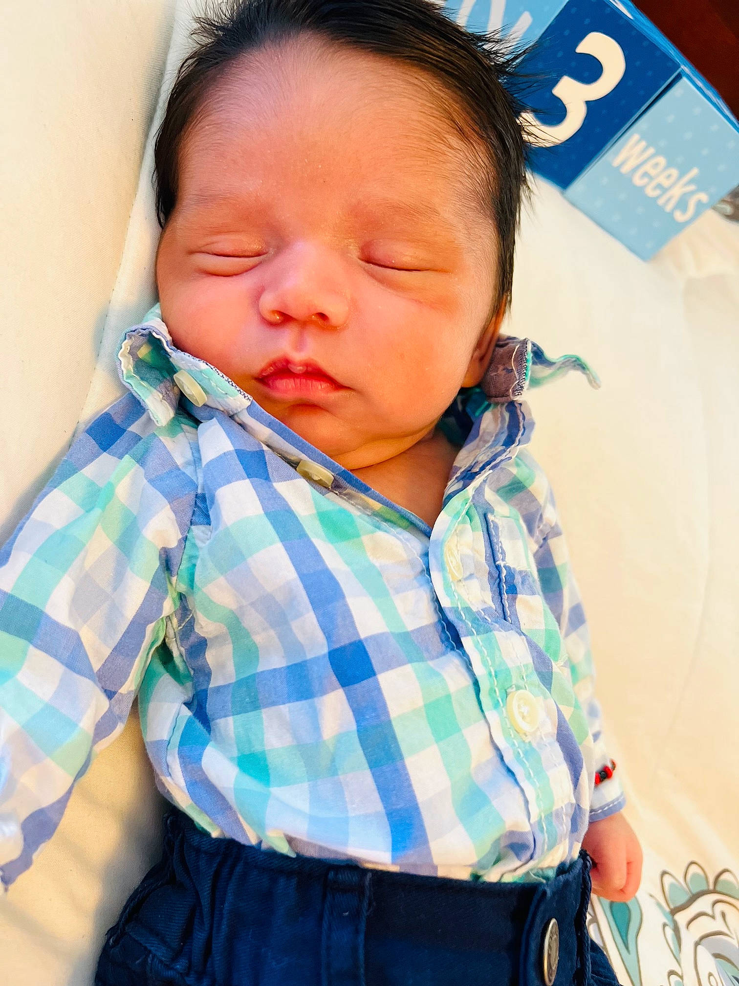 Andres joined the competition — help win amazing prizes! baby_toddler_clothing, blue, cheek, chin, collar, dress_shirt, face, facial_expression, hairstyle, happy, lip, neck, nose, person, plaid, skin, sleeve, tartan, textile, toddler