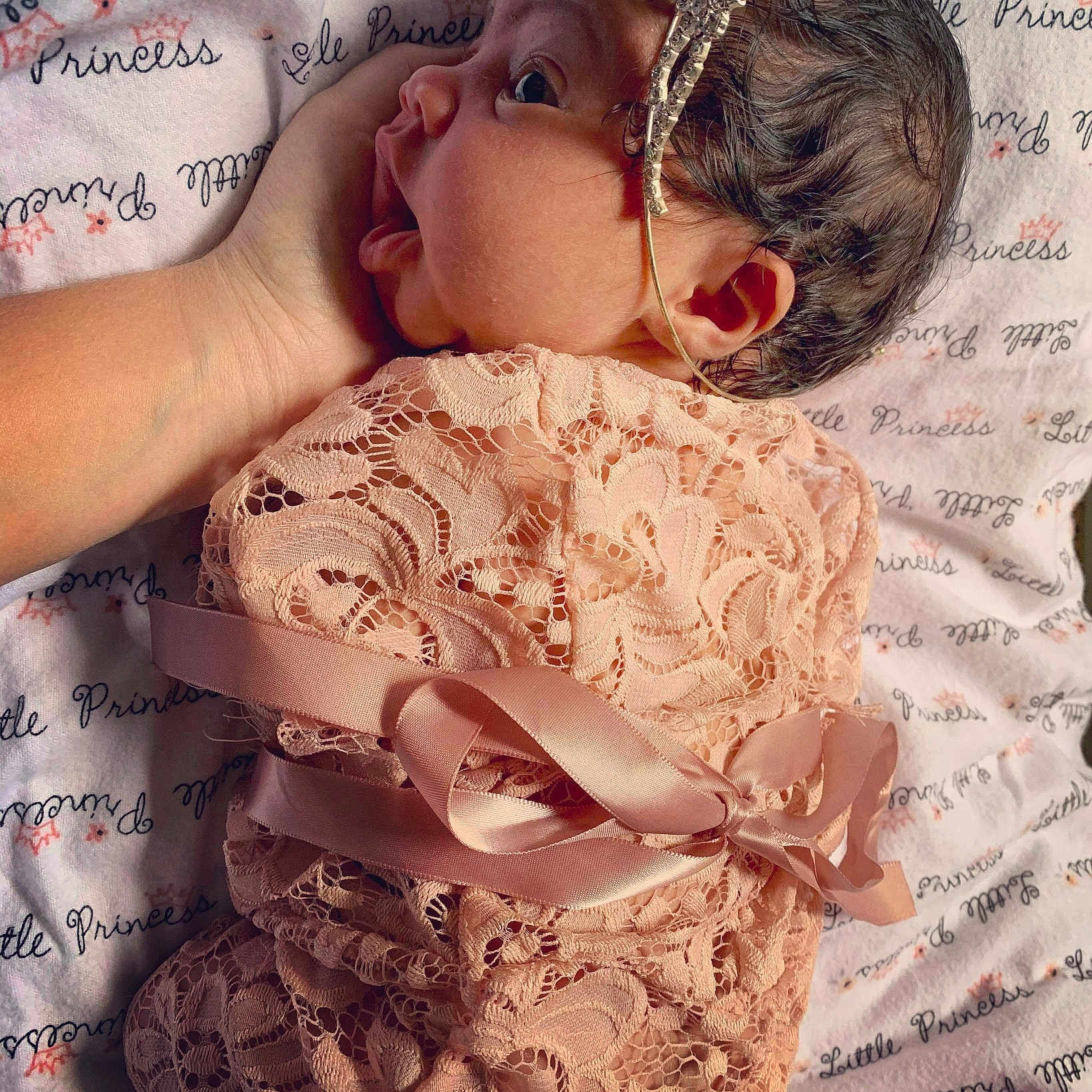 Bryleigh is registered to the contest to win money with this photo: baby, baby_toddler_clothing, cheek, child, fashion_accessory, hair_accessory, headband, headgear, pattern, textile, toddler