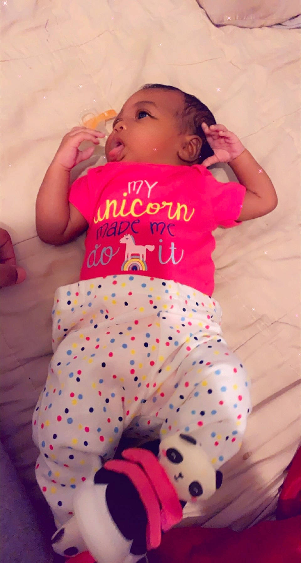 Gabriella joined the competition — help win amazing prizes! abdomen, baby, baby_bloomers, baby_products, baby_toddler_clothing, cheek, child, foot, head, nightwear, person, pink, polka_dot, skin, stomach, toddler