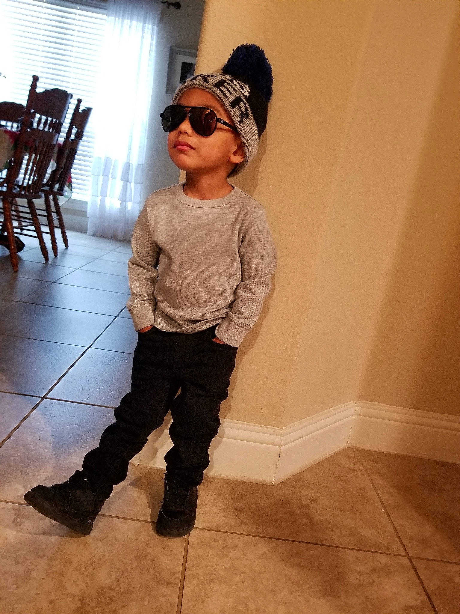 Tre joined the competition — help win amazing prizes! beanie, cap, clothing, cool, design, eyewear, floor, flooring, glasses, headgear, headwear, jeans, outerwear, person, product, shoe, shoulder, sleeve, standing, textile