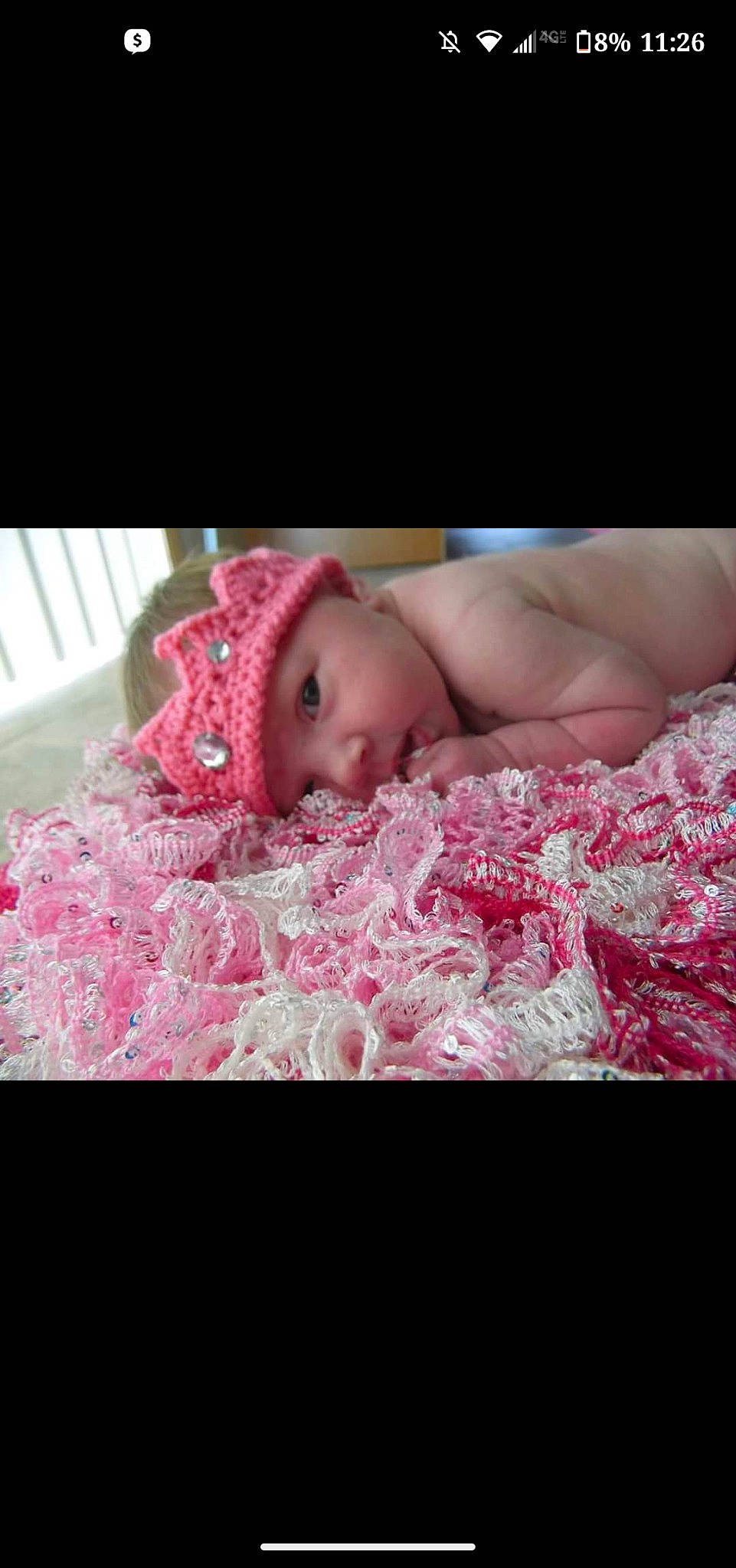 Tailynn joined the competition — help win amazing prizes! baby, baby_products, baby_toddler_clothing, bedding, event, eye, eyelash, fashion_accessory, flash_photography, fur, happy, head, headwear, linens, lip, magenta, pattern, person, petal, pink