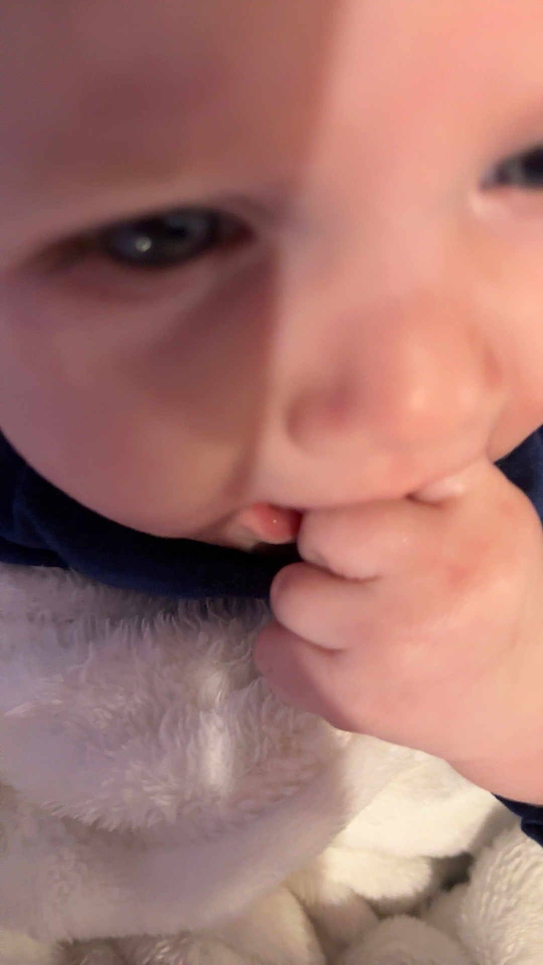 Emile a rejoint le concours — aidez-le/la à gagner de superbes lots ! baby, closeup, hand, mouth, blanket, soft, skin, face, infant, fingers, child, blue_clothing, comfort, cute, young, portrait, indoors, sleepy, resting, naptime