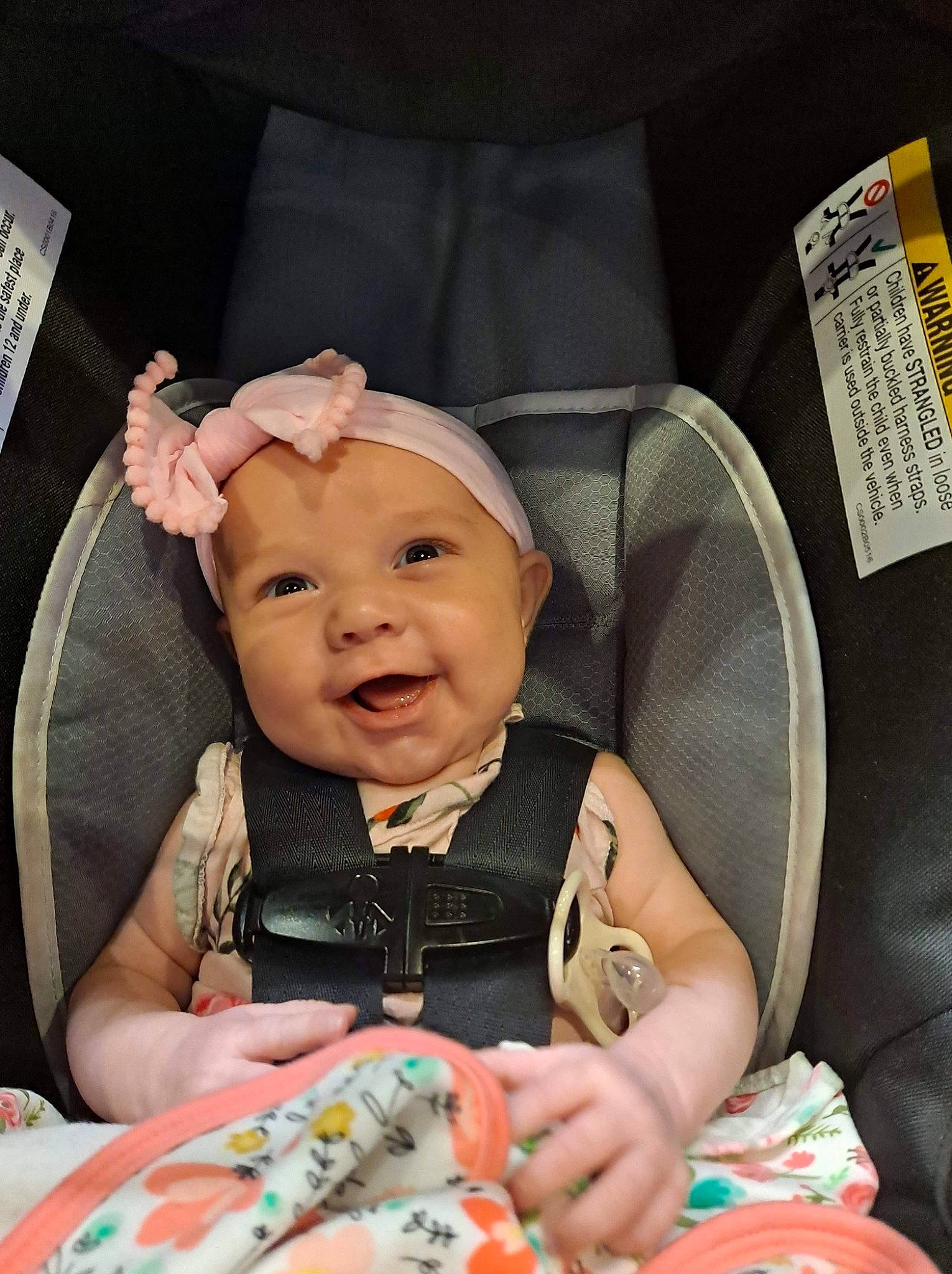 Meredith joined the competition — help win amazing prizes! baby, baby_carriage, baby_products, baby_toddler_clothing, car_seat, cheek, child, comfort, design, eye, face, finger, happy, headgear, headwear, iris, person, skin, sleeve, smile