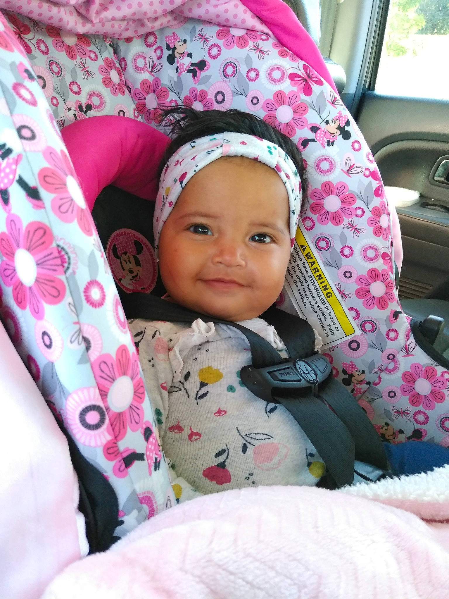 Yuliana joined the competition — help win amazing prizes! baby, baby_in_car_seat, baby_products, car_seat, car_seat_cover, child, headwear, joy, person, pink, product, toddler
