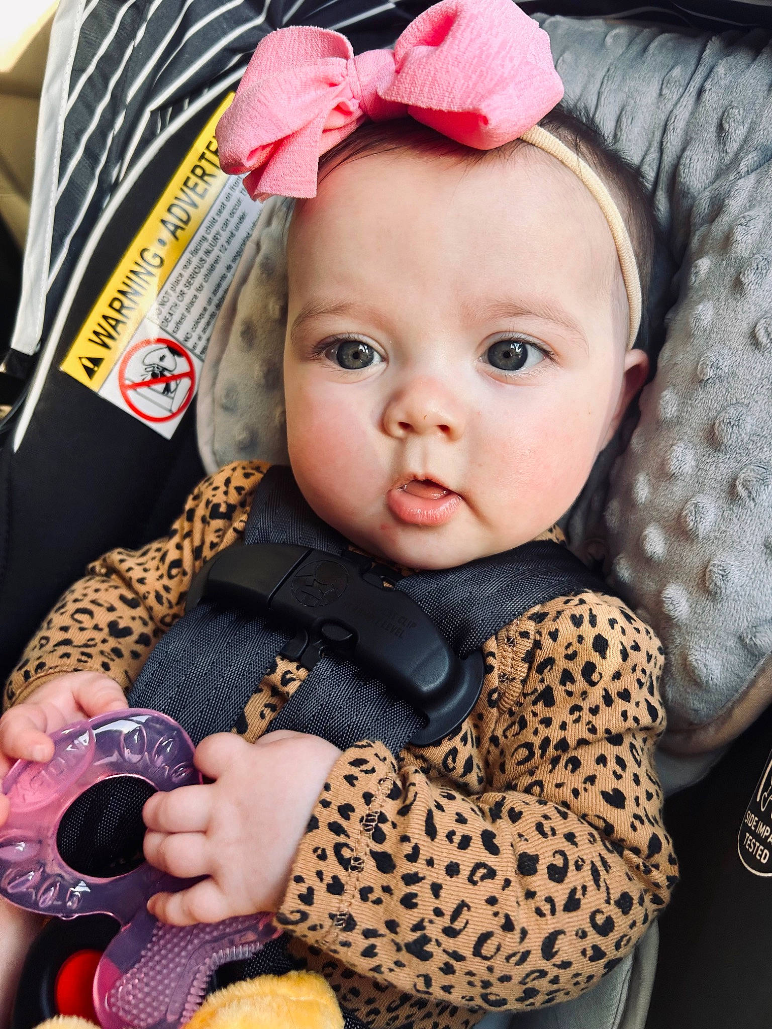 Scarlett joined the competition — help win amazing prizes! baby, baby_products, baby_toddler_clothing, cap, cheek, child, costume_hat, eyelash, fashion_accessory, linens, nail, pattern, person, pink, product, sitting, skin, sleeve, thumb, toddler