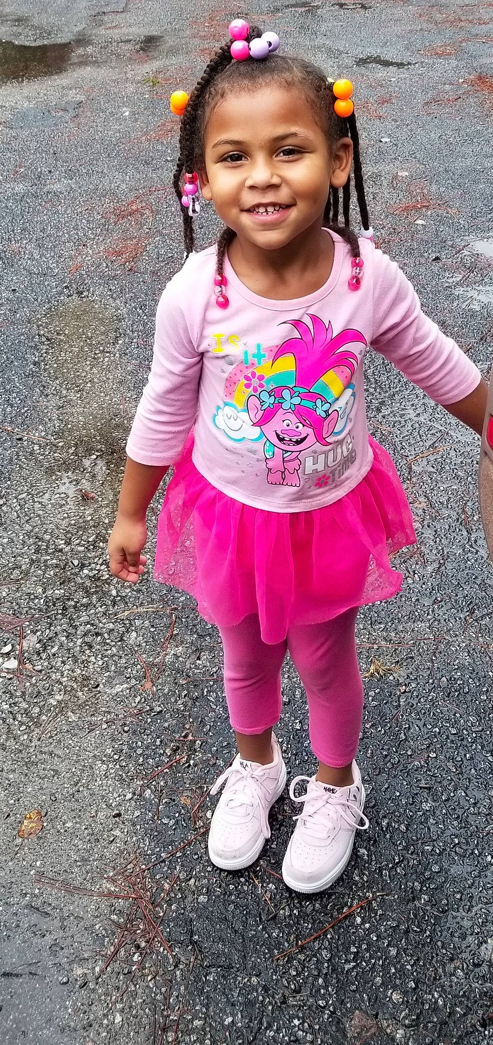 Serenity is registered to the contest to win money with this photo: child, child_model, clothing, dress, footwear, joy, leggings, person, pink, play, shoe, smile, toddler