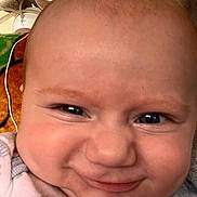 Blake is registered to the contest to win money with this photo: baby, face, closeup, expression, chubby_cheeks, skin, eyes, infant, cute, smile, portrait, child, person, indoors, clothing, head, cheek, nose, mouth, happy