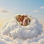 newborn, baby, sleeping, cloud, fluffy, sky, pastel, dreamy, peaceful, infant, soft, cute, nature, serene, outdoor, portrait, child, relaxing, cozy, calm