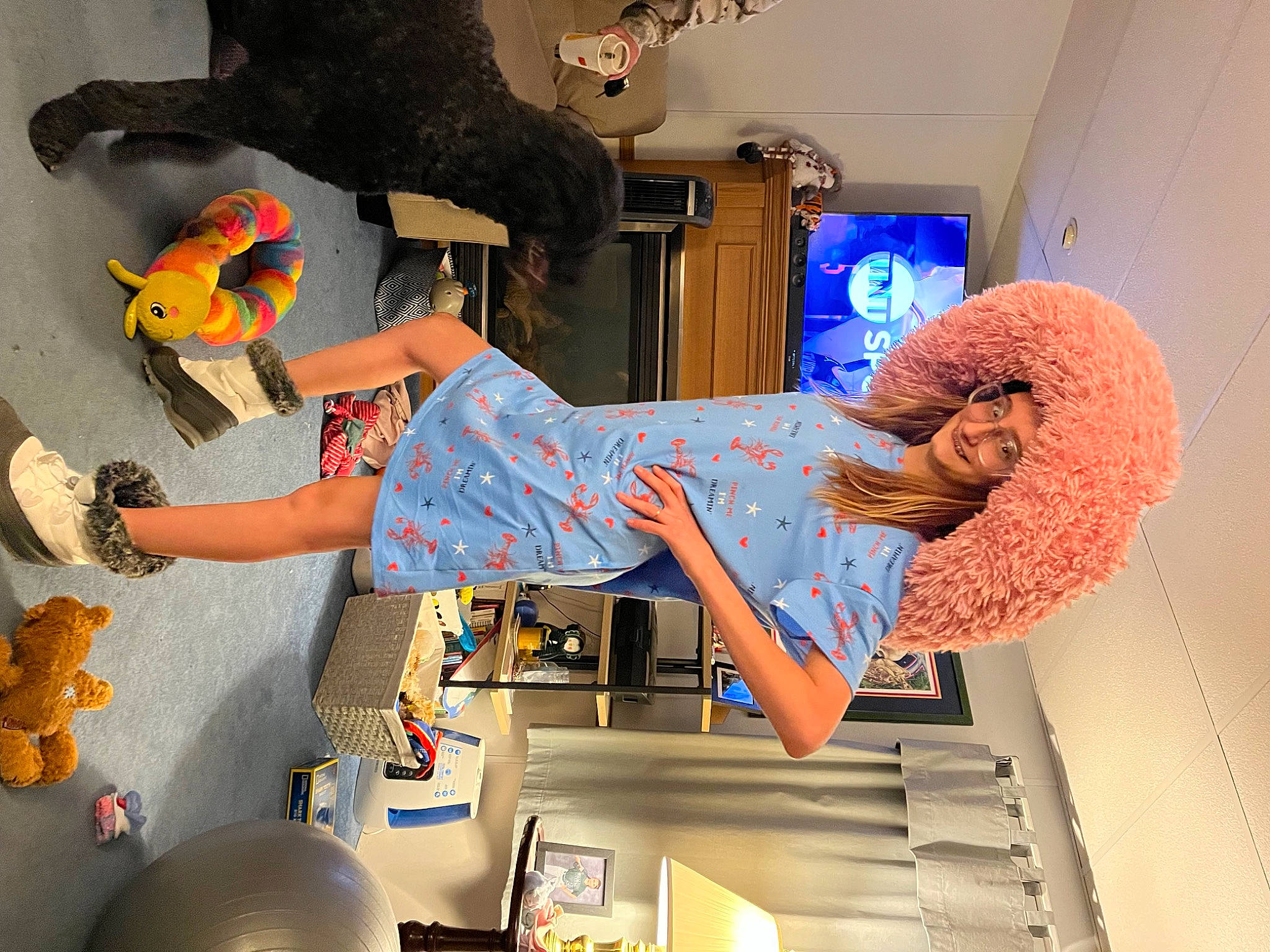 Ericka joined the competition — help win amazing prizes! art, electric_blue, flooring, fun, headwear, human_leg, joy, leisure, orange, person, room, sculpture, space, textile, thigh, thread, visual_arts, world