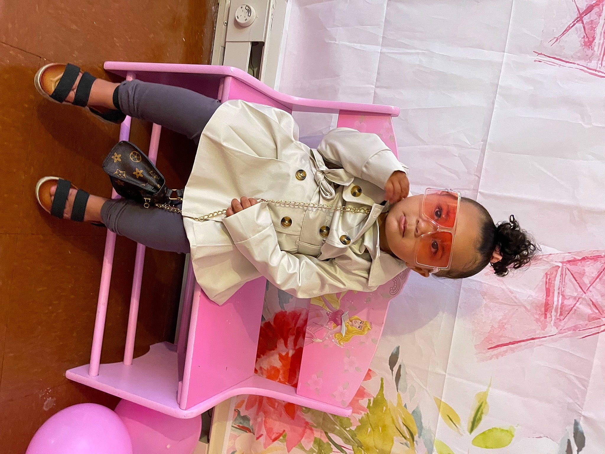 Paris joined the competition — help win amazing prizes! baby, child, comfort, costume, event, fun, human_leg, leg, magenta, peach, person, pink, room, thigh, toddler, white