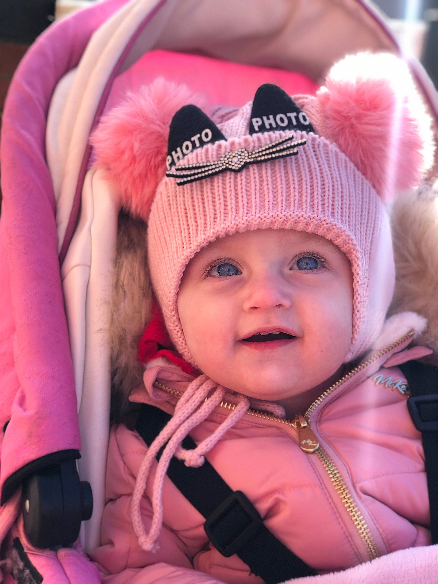 Beatrice joined the competition — help win amazing prizes! baby, cap, cheek, cool, eye, eyelash, happy, headgear, headwear, human_body, iris, lip, magenta, mouth, nose, person, pink, purple, skin, smile