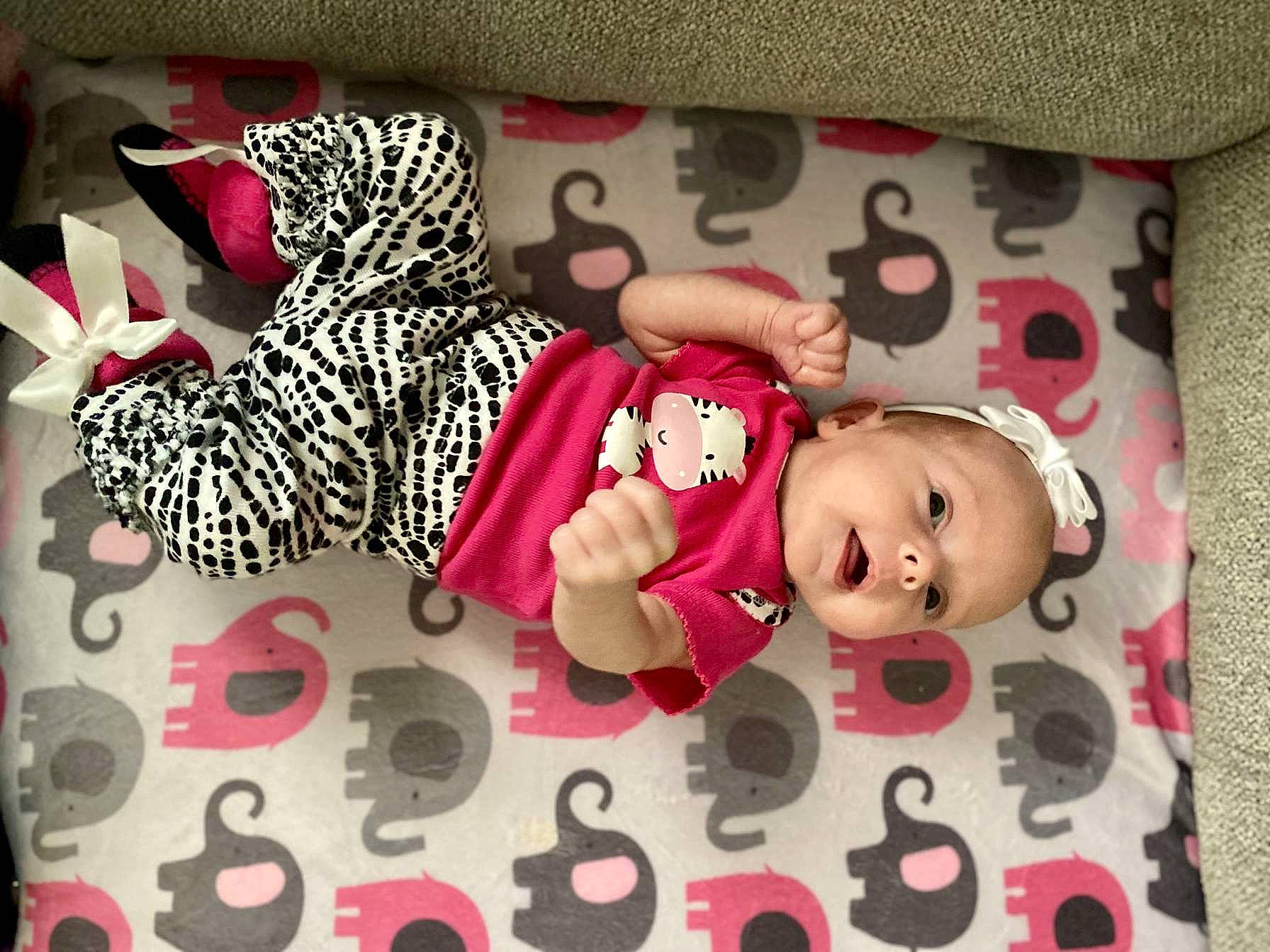 Blakeleigh joined the competition — help win amazing prizes! baby, baby_toddler_clothing, carmine, cheek, child, design, font, linens, magenta, mammal, material_property, pattern, person, pink, product, red, room, sleeve, textile, toddler
