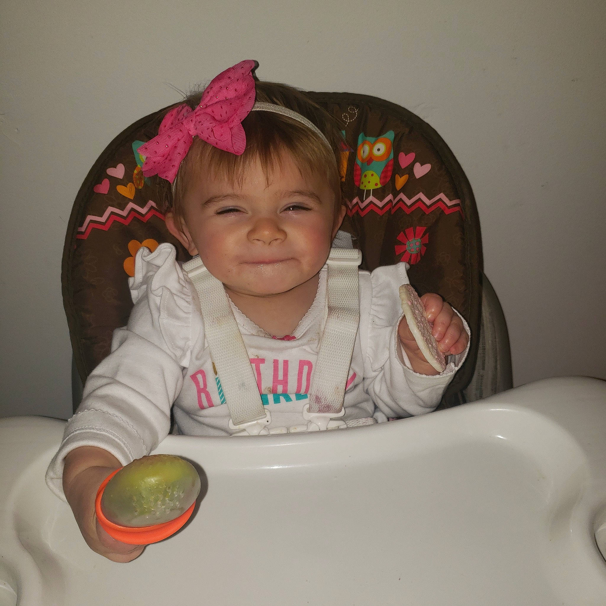 Thea joined the competition — help win amazing prizes! baby, cheek, child, person, pink, play, sitting, skin, smile, toddler