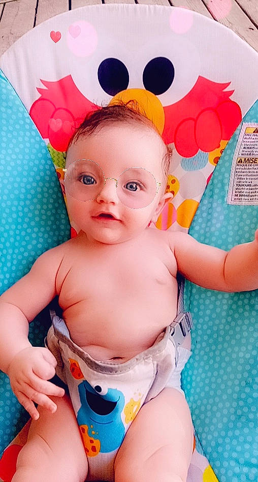 Colesen joined the competition — help win amazing prizes! abdomen, baby, baby_toddler_clothing, blue, cheek, chest, child, face, facial_expression, finger, fun, hairstyle, happy, orange, organ, person, pink, skin, stomach, toddler