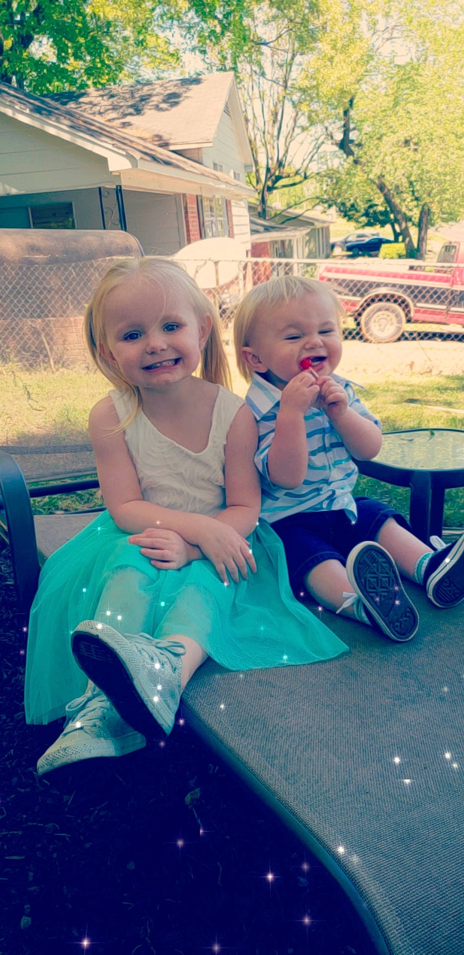 Kacie is registered to the contest to win money with this photo: baby, blond, child, daughter, eye, family, fun, joy, people, person, play, playground, public_space, recreation, sibling, sitting, skin, smile, summer, toddler