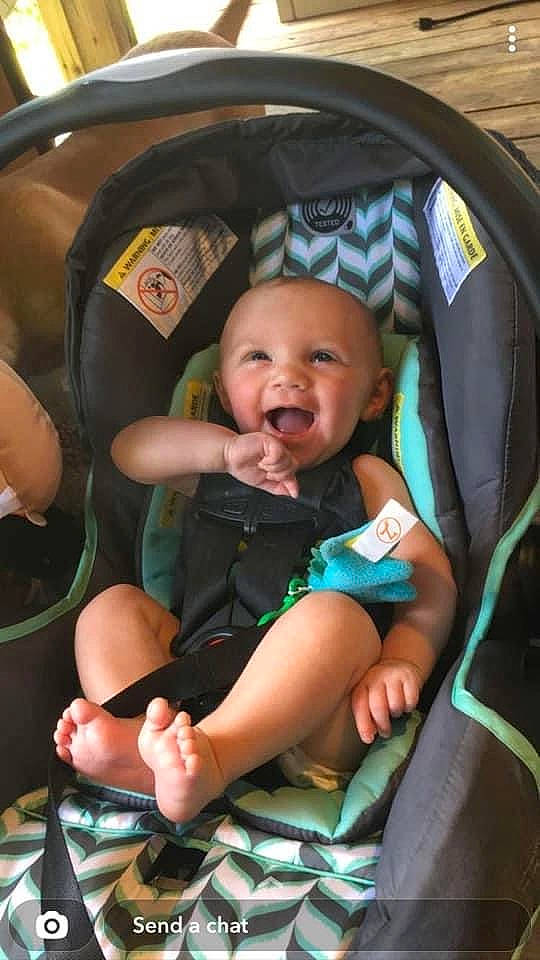 Westen is registered to the contest to win money with this photo: baby, baby_carriage, baby_in_car_seat, baby_products, baby_toddler_clothing, car_seat, chair, cheek, child, comfort, eye, fun, gesture, happy, lap, mouth, person, sitting, smile, thumb