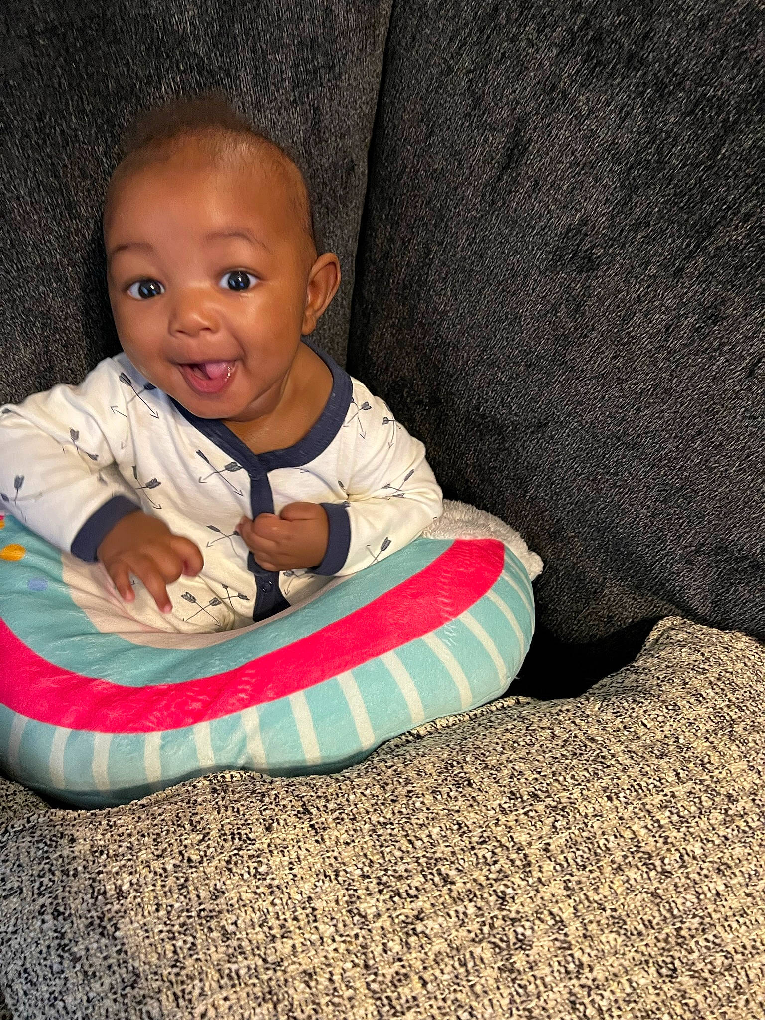 Khamari joined the competition — help win amazing prizes! baby, baby_products, baby_toddler_clothing, carmine, cheek, comfort, crawling, flash_photography, flooring, fun, hair, happy, human_body, linens, person, sitting, sleeve, smile, t_shirt, toddler
