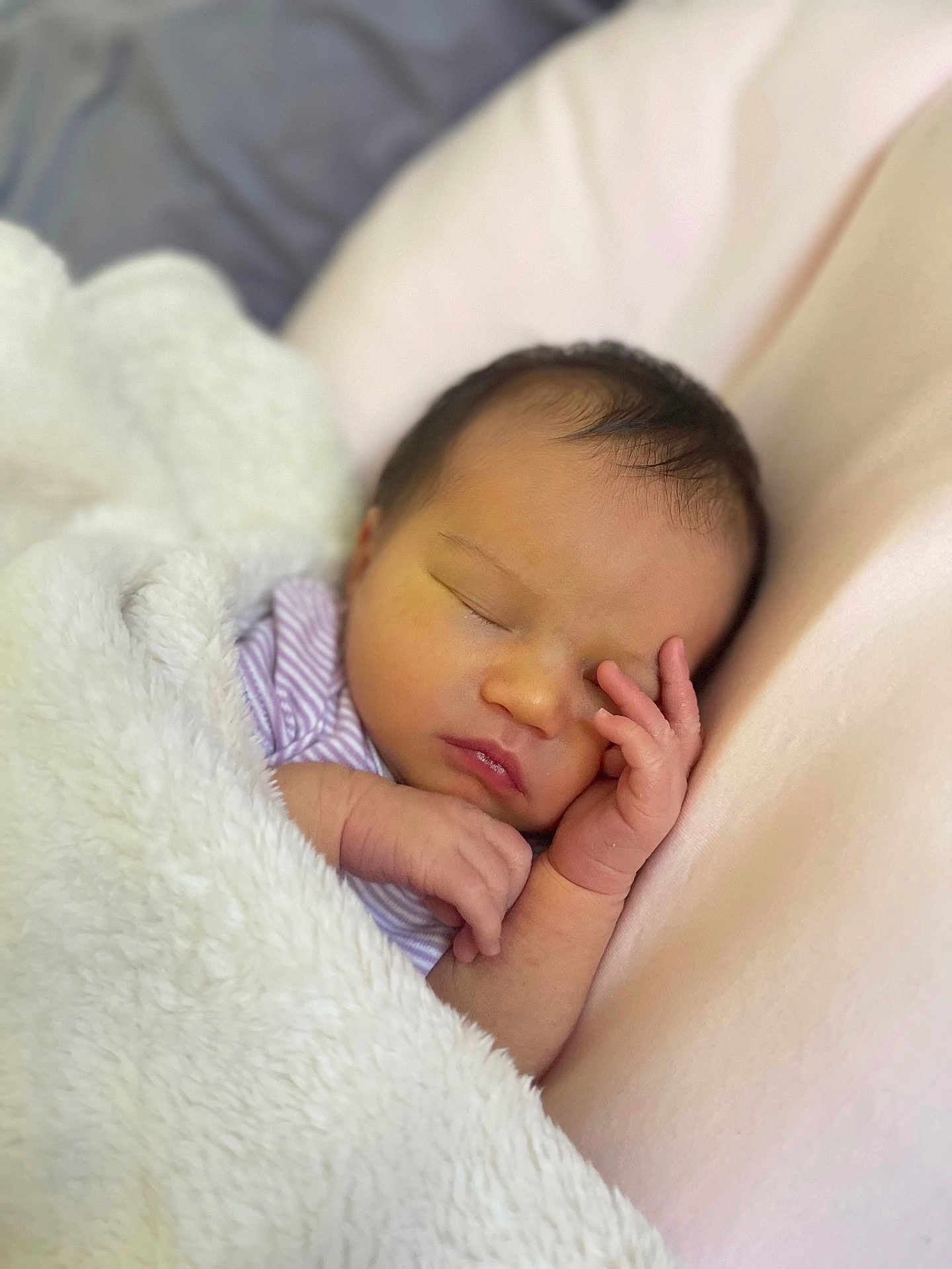 Mia joined the competition — help win amazing prizes! baby, newborn, sleeping, blanket, soft, cozy, infant, hand, face, bed, pillow, pastel, peaceful, cute, rest, child, person, skin, peace, quiet
