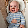 Elijah joined the competition — help win amazing prizes! baby, infant, smiling, blue_eyes, onesie, striped_clothing, penguin_patch, plush_bunny_ears, cushion, soft_toys, cheeks, happy, lying_down, closeup, child, cute, indoors, portrait, skin, hand