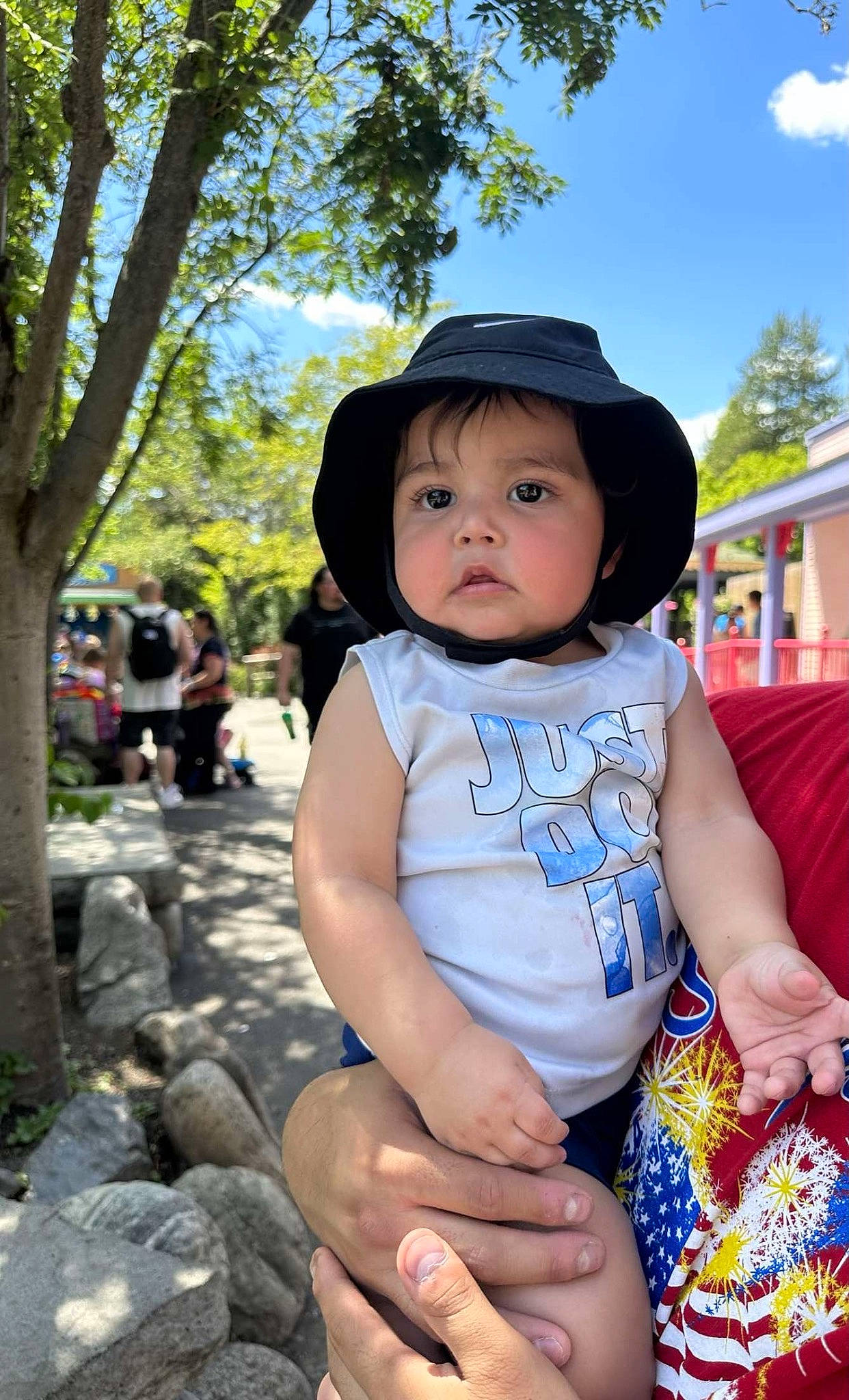 Emilio is registered to the contest to win money with this photo: baby, baby_toddler_clothing, cloud, fashion_accessory, fedora, fun, grass, happy, hat, headgear, headwear, leaf, leisure, person, plant, recreation, sky, spring, summer, sun_hat