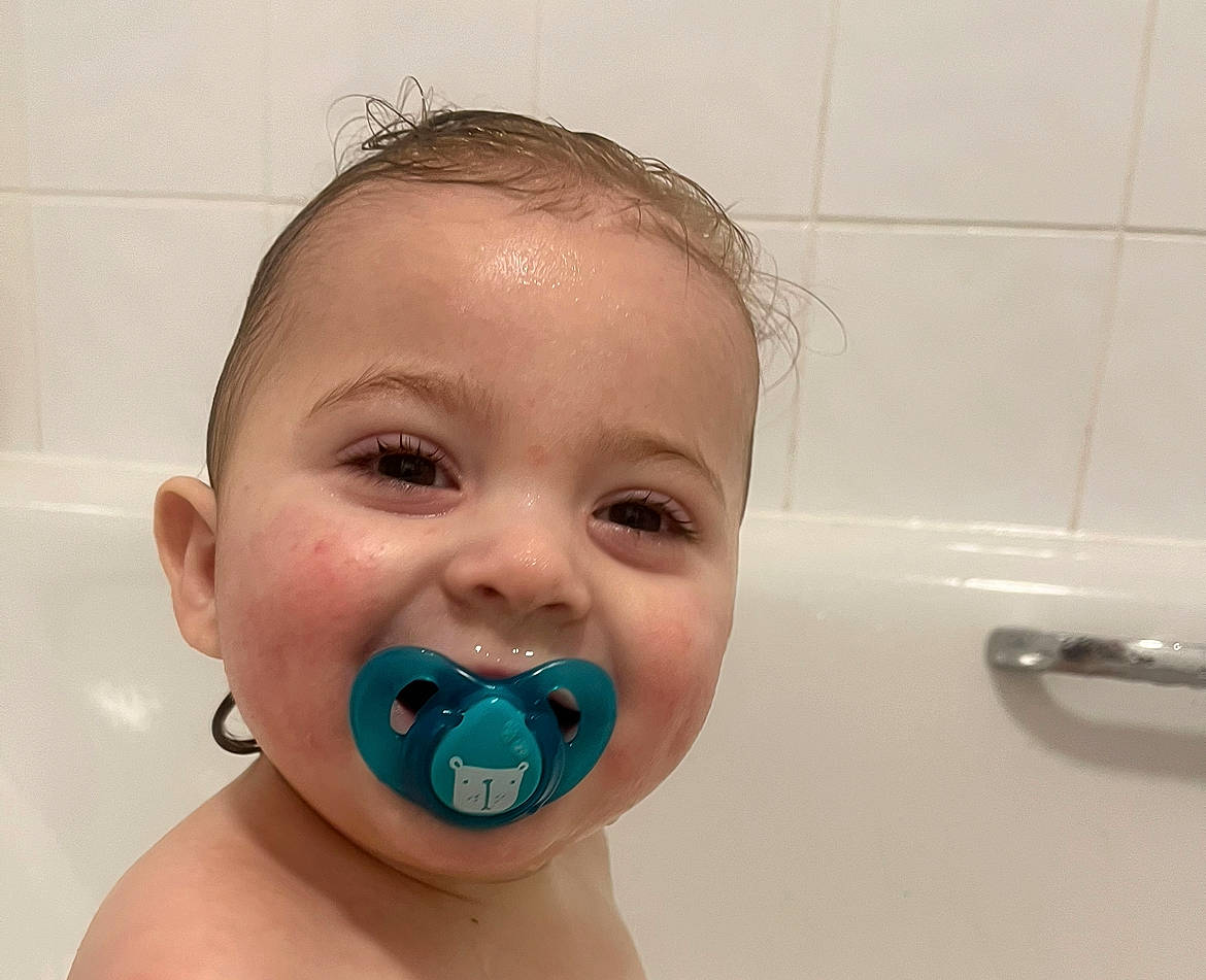 Jacob joined the competition — help win amazing prizes! baby, baby_bathing, bathroom, bathtub, cheek, chin, ear, eyebrow, eyelash, fluid, happy, iris, jaw, mouth, neck, nose, person, plumbing_fixture, skin, smile