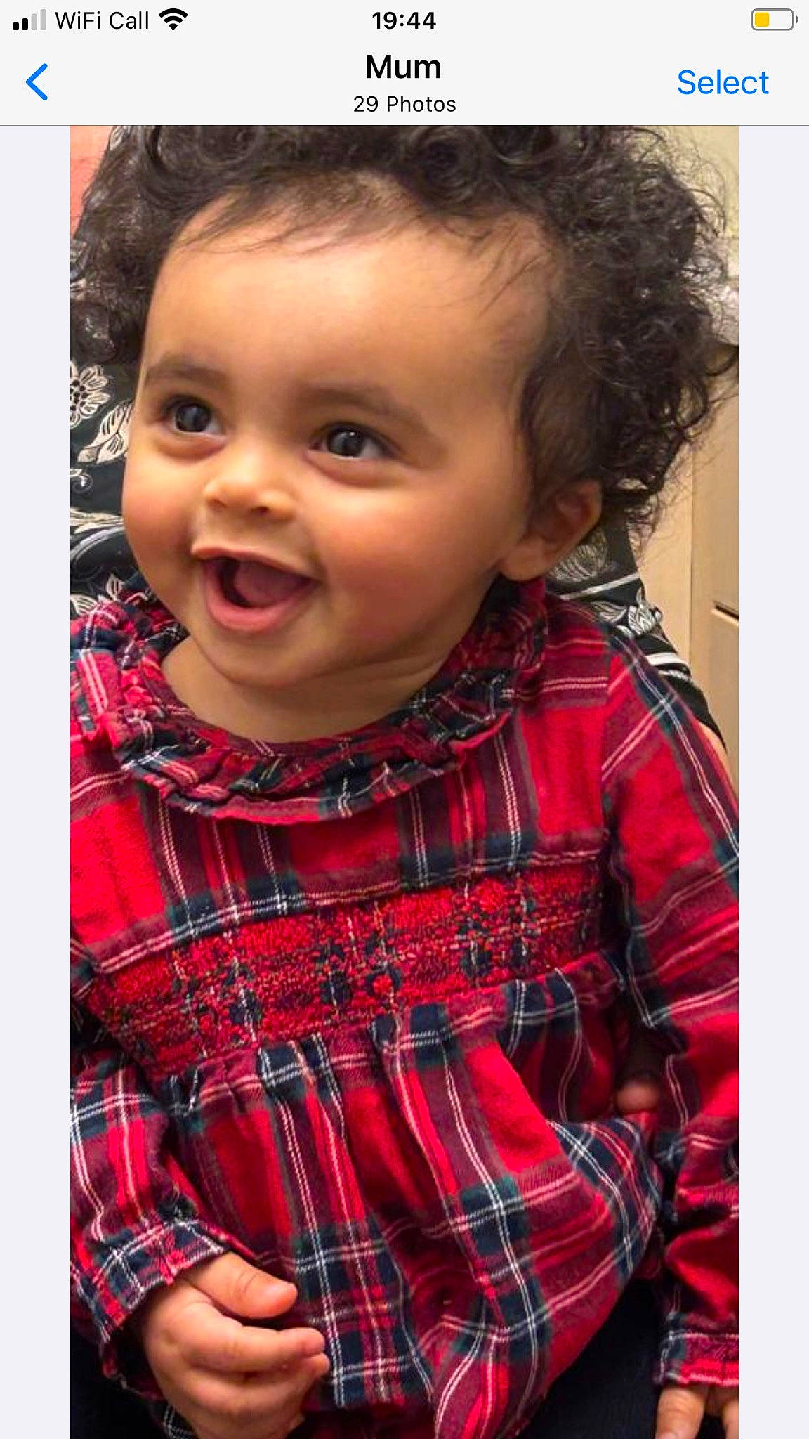 Lottie joined the competition — help win amazing prizes! baby_toddler_clothing, cheek, chin, collar, dress_shirt, flash_photography, hair, happy, lip, neck, nose, pattern, person, plaid, red, shirt, sleeve, smile, tartan, textile