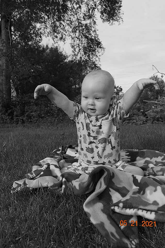 Chaise joined the competition — help win amazing prizes! baby, baby_toddler_clothing, black_and_white, child, flash_photography, fun, gesture, grass, happy, monochrome, monochrome_photography, people_in_nature, person, plant, play, sitting, sky, style, toddler, toy
