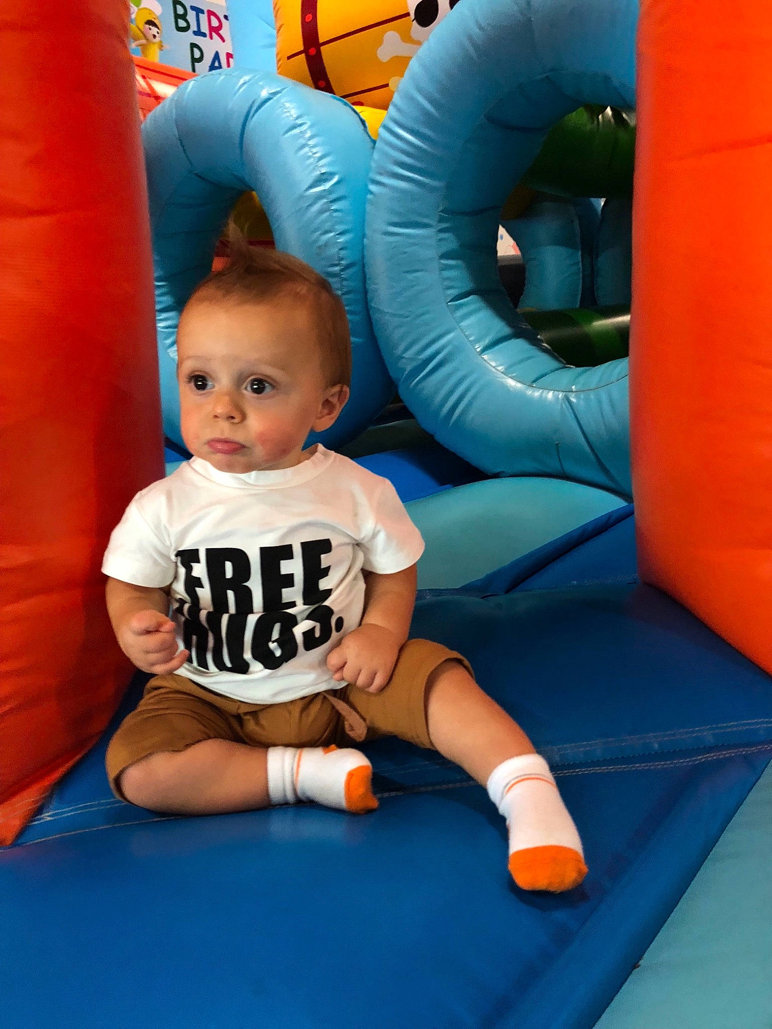 Holland is registered to the contest to win money with this photo: bounce_house, child, fun, games, inflatable, orange, person, play, recreation, toddler