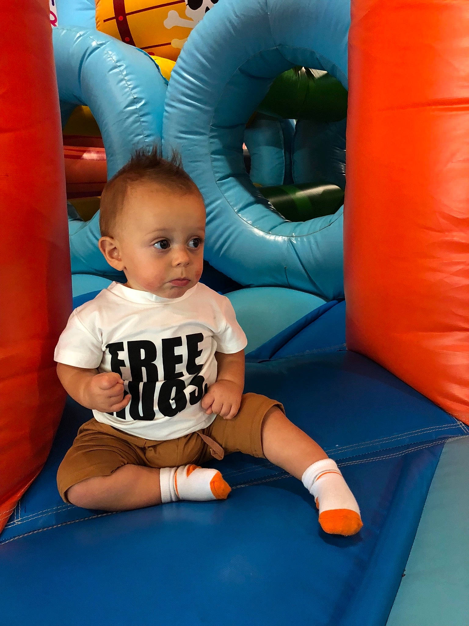 Holland joined the competition — help win amazing prizes! bounce_house, child, fun, games, inflatable, orange, person, play, recreation, toddler