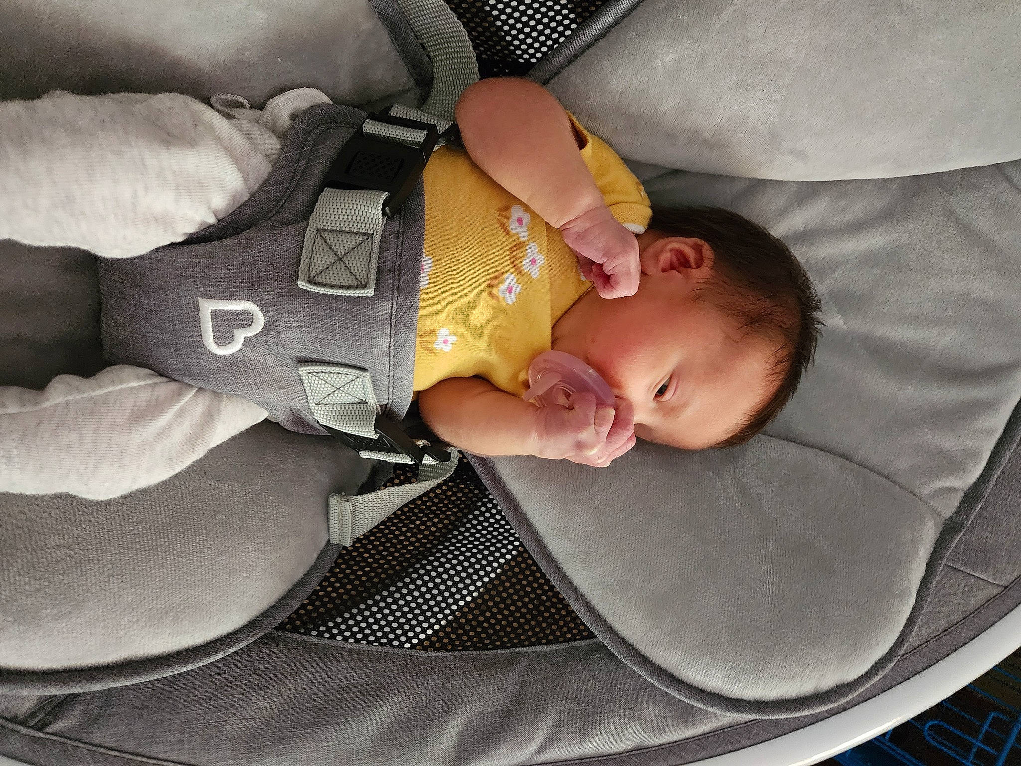 Audrey is registered to the contest to win money with this photo: baby, baby_carriage, baby_products, baby_sleeping, baby_toddler_clothing, bedtime, car_seat, child, comfort, elbow, hand, human_body, infant_bed, lap, leg, linens, nail, person, sleeve, thumb