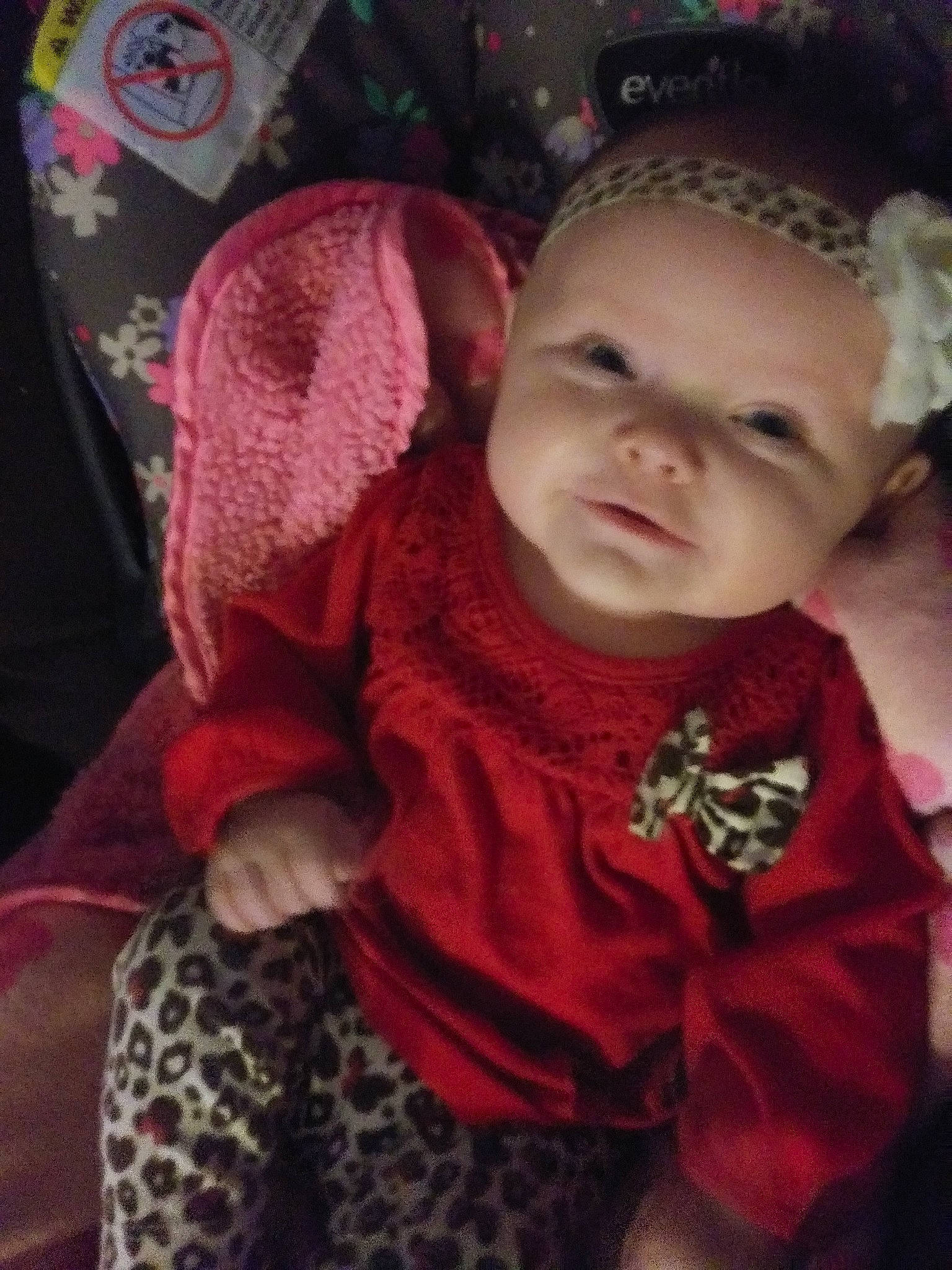 Lael is registered to the contest to win money with this photo: cheek, child, day, girl, hair_accessory, head, headgear, infant, nose, person, product, skin, textile, toddler