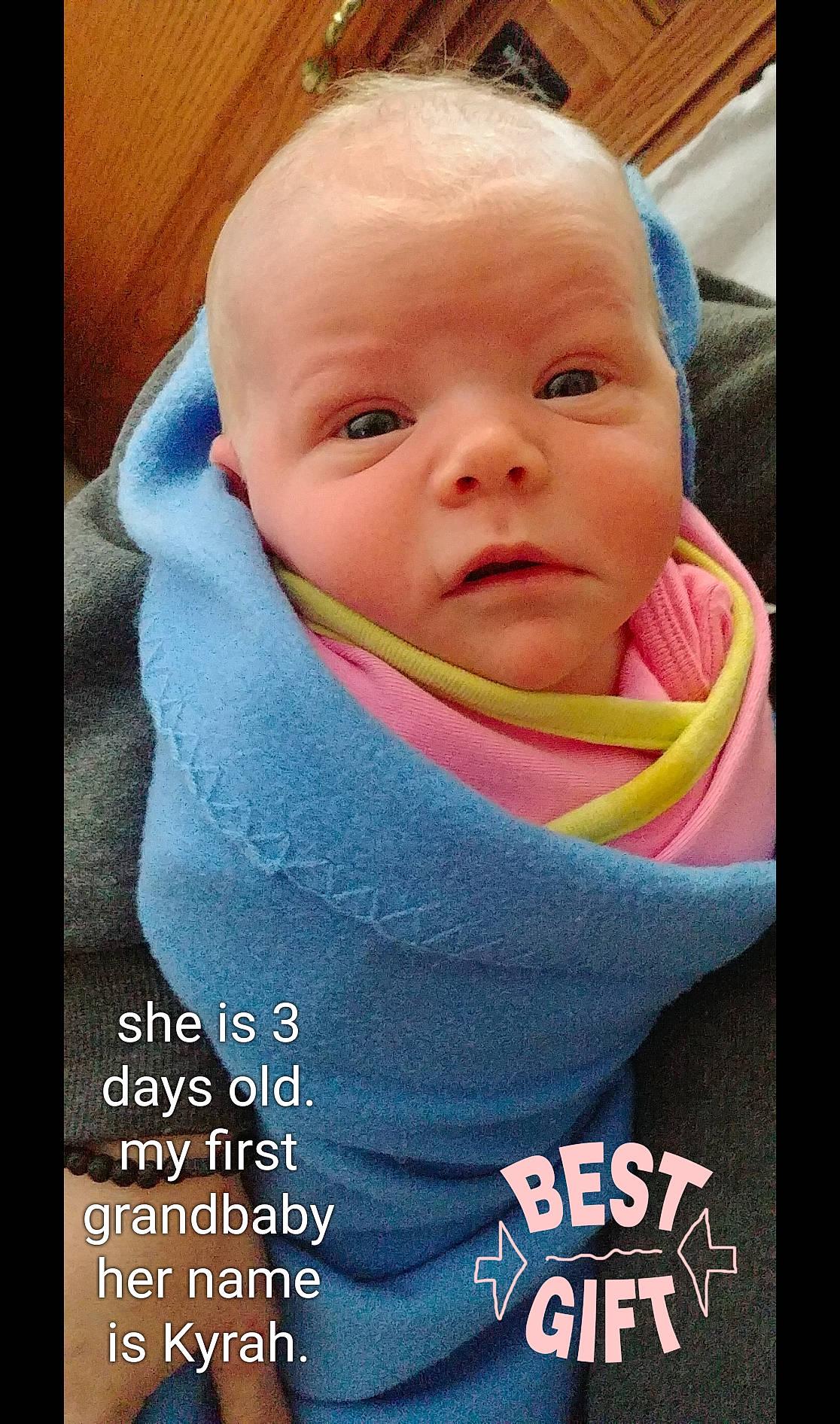 Kyrah joined the competition — help win amazing prizes! baby, blue, cheek, child, chin, cool, face, facial_expression, forehead, head, lip, neck, nose, outerwear, person, photo_caption, product, skin, smile, toddler